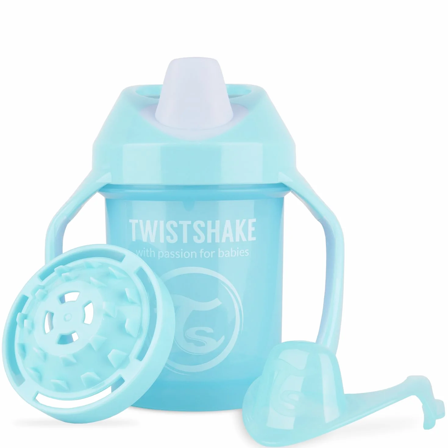 Twistshake Mini Cup Gobelet Anti-Déversement 230 ml Bec Souple Mélangeur de Fruits Tasse Sevrage Anti-Fuite Bébé Sans BPA Bleu