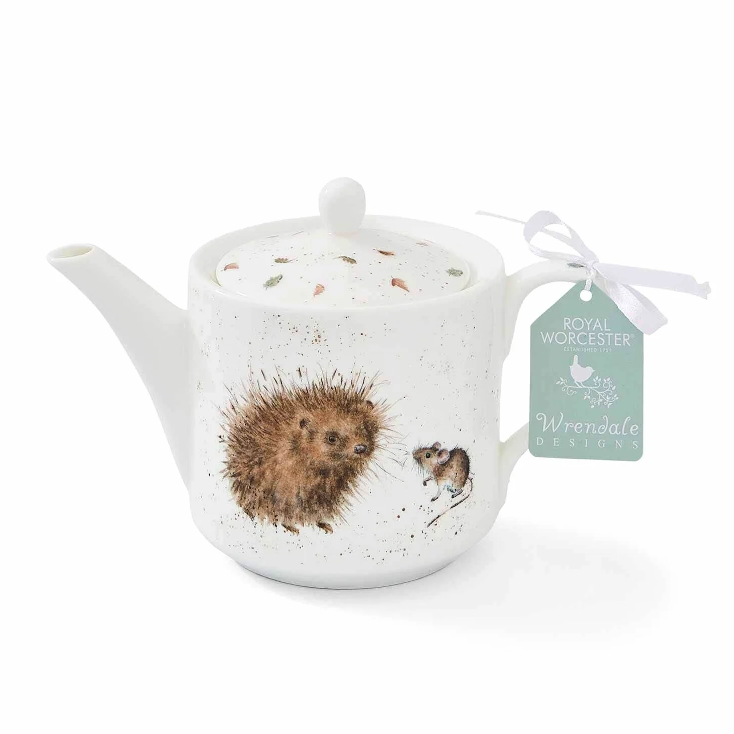 RW WN4090-XT Royal Worcester Wrendale Designs China Théière en céramique Motif hérisson et souris Blanc