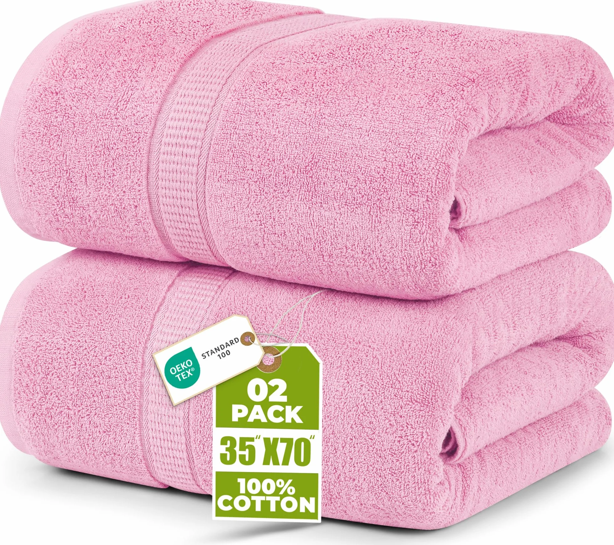 Utopia Towels - Lot de 2 très grands draps de bain - 600 g/m² - 100 % coton filé à l'anneau très absorbant et à séchage rapide, super doux, qualité hôtelière (89 x 178 cm, rose)