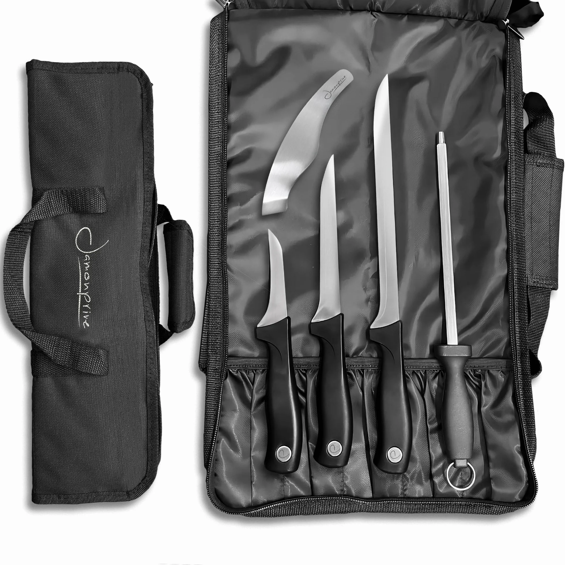 Set de couteaux à jambon - Mallette de cuisine avec couteau à désosser, pince, tablier et aiguisoir diamant