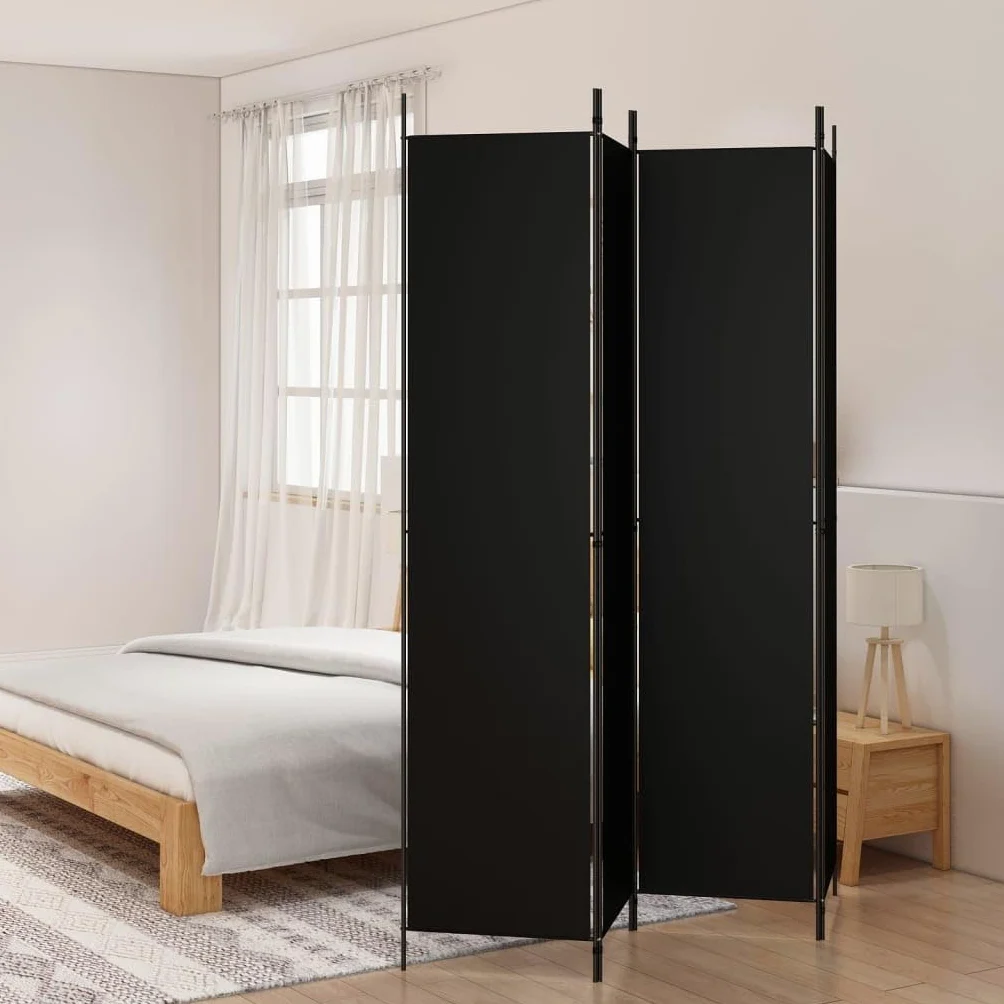 vidaXL Cloison de séparation 4 Panneaux Noir 200x220 cm Tissu