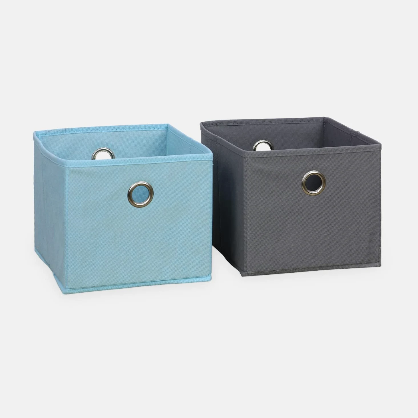 Alice's Home - Meuble de Rangement pour Enfant. Blanc - Camille - avec 7 Compartiments et 6 paniers Gris et Bleus