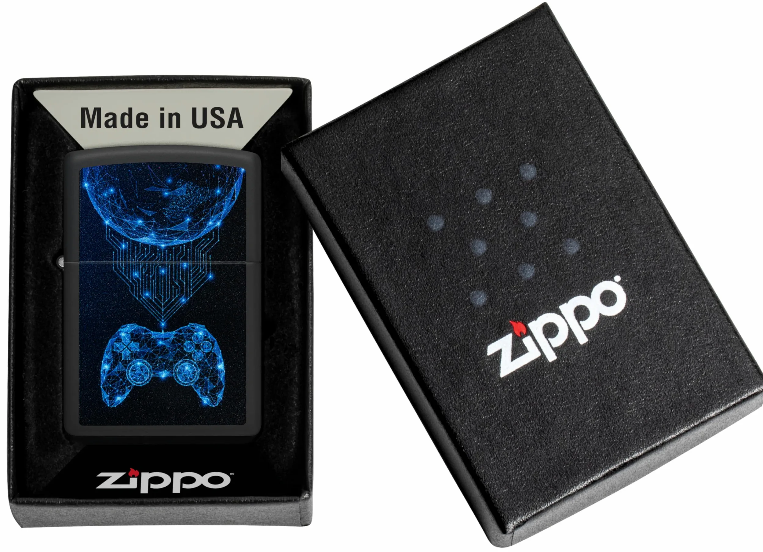 Zippo Briquet Tempête - Modèle Gaming - Finition Noire Mate avec Color Image - Rechargeable - Réutilisable - Design Coupe-Vent - Coffret Cadeau - Fabriqué aux États-Unis