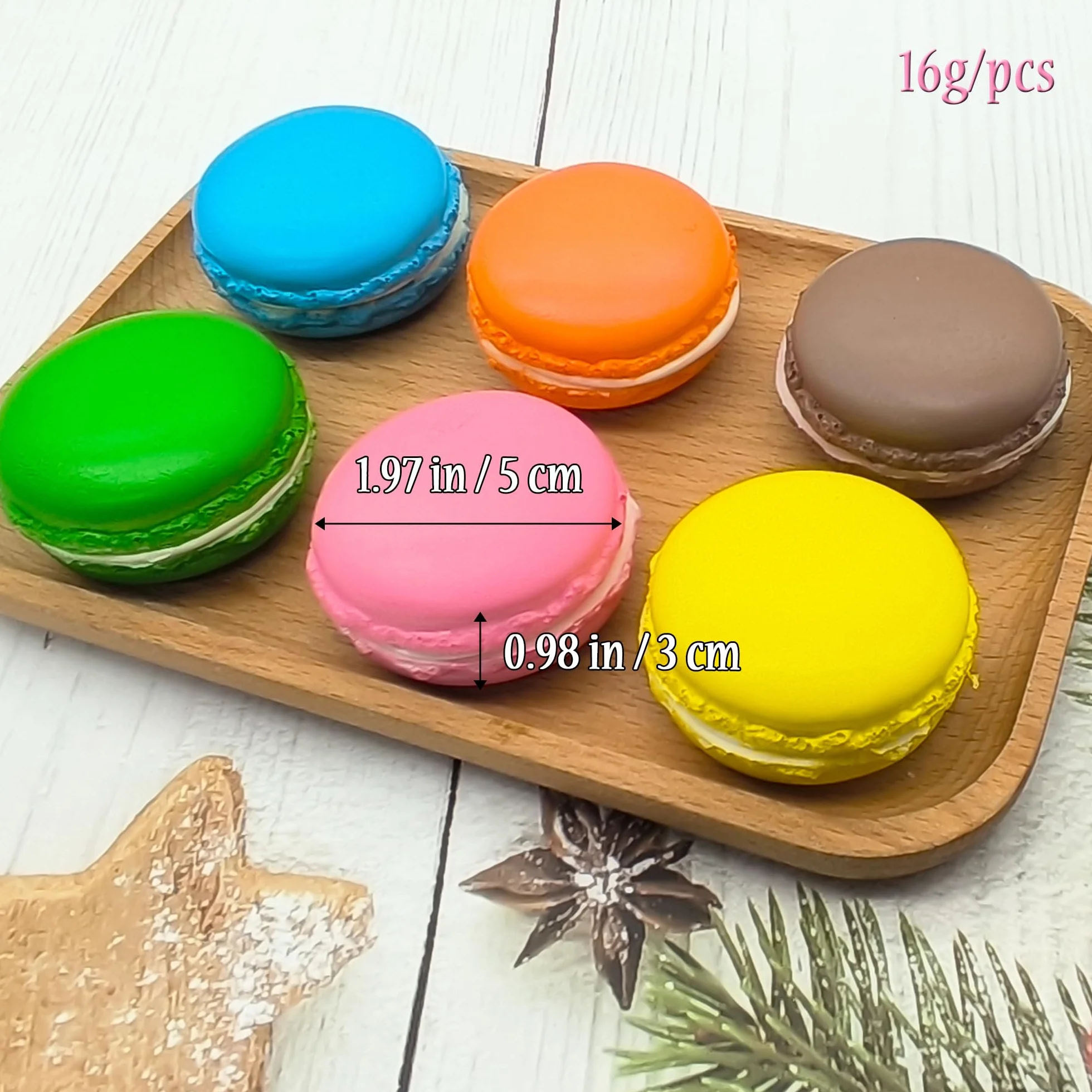 Faux Macaron Artificiel 6 Pièces 5x5x2.5cm Simulation Nourriture Accessoires Photographie