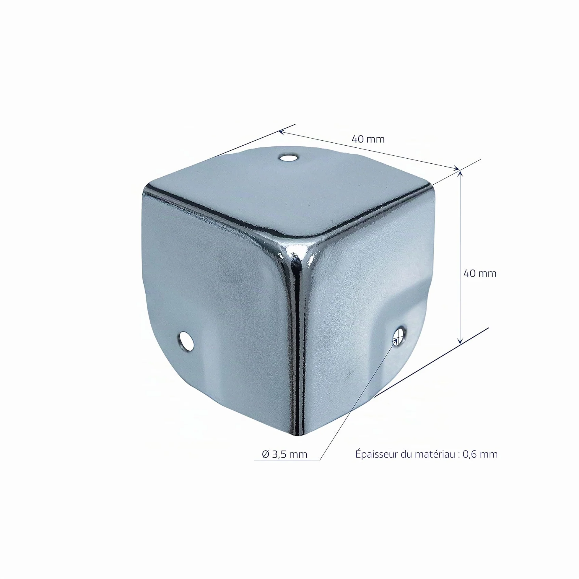 HMF Protection d'angle en métal 8 pièces 40 x 40 x 40 mm Argent galvanisé