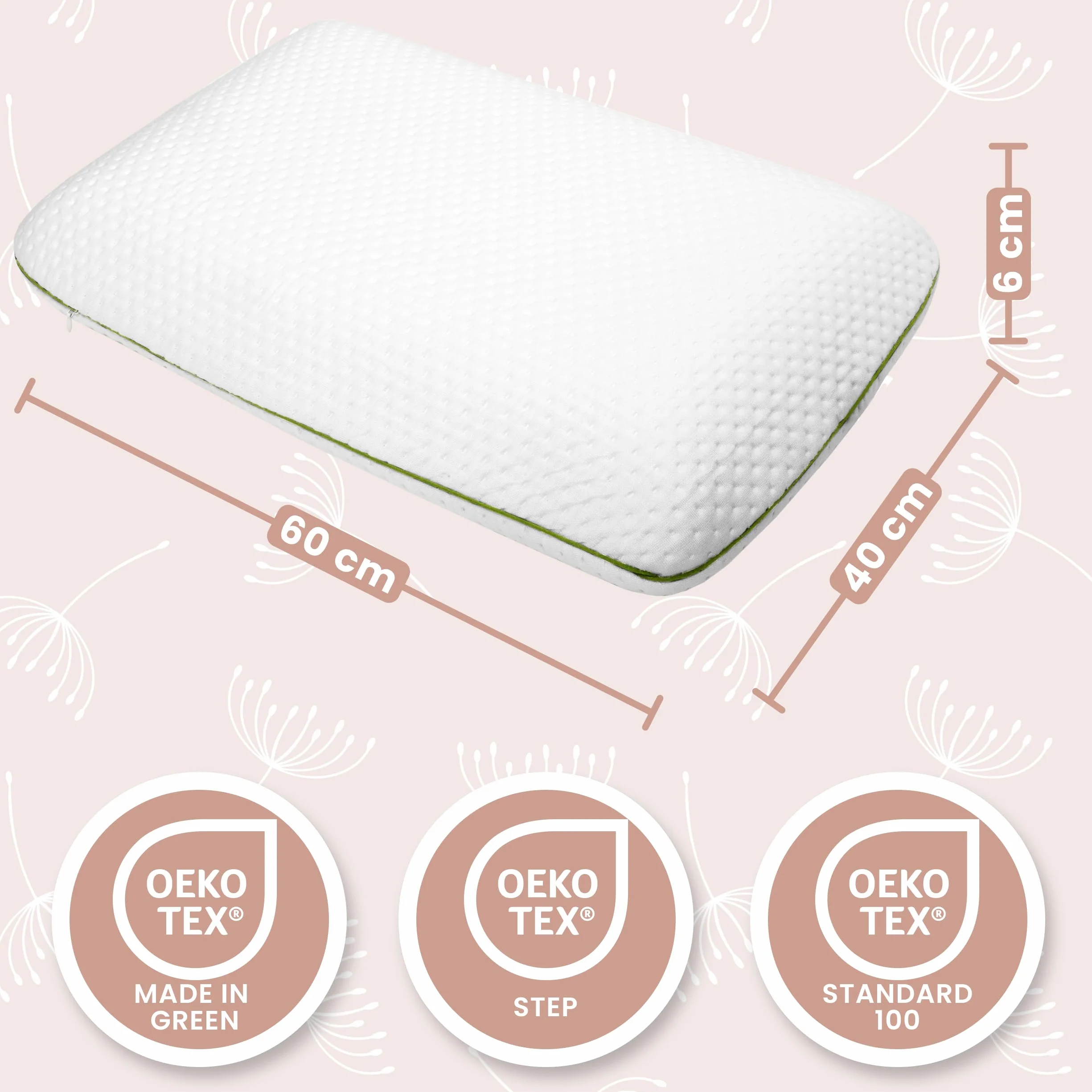 MIMUSELINA Oreiller Memoire Forme 50x30x5 cm pour Enfants Anti-Étouffement Hypoallergénique Housse Tencel Amovible