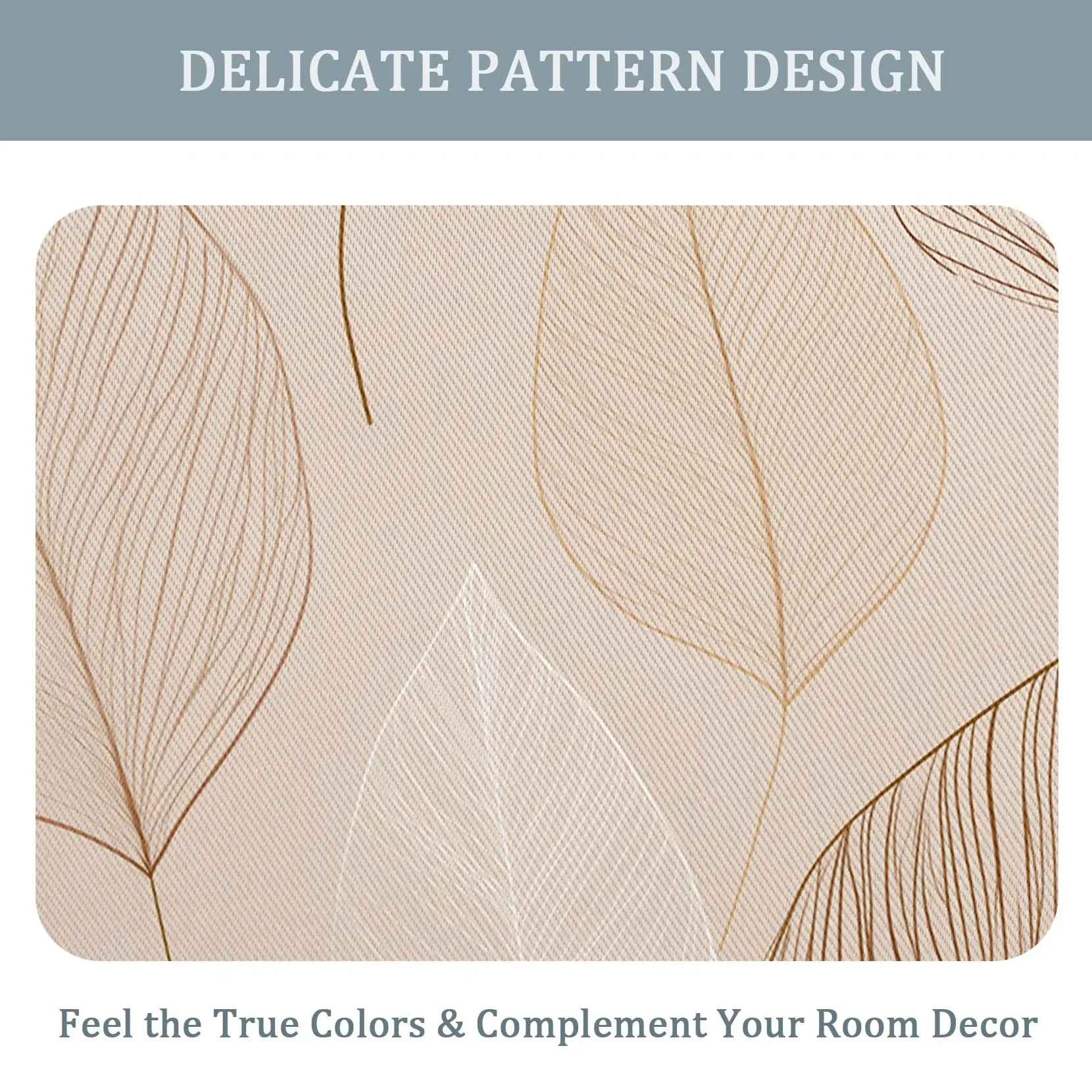 Générique Rideau Occultant Feuille, 117 x 137 (LxH) 2 Pieces, Opaque 95%, Motif Feuilles Plante Beige, Rideaux Fenetre Thermiques à Oeillets, Decoration Maison Salon Chambre GCB166
