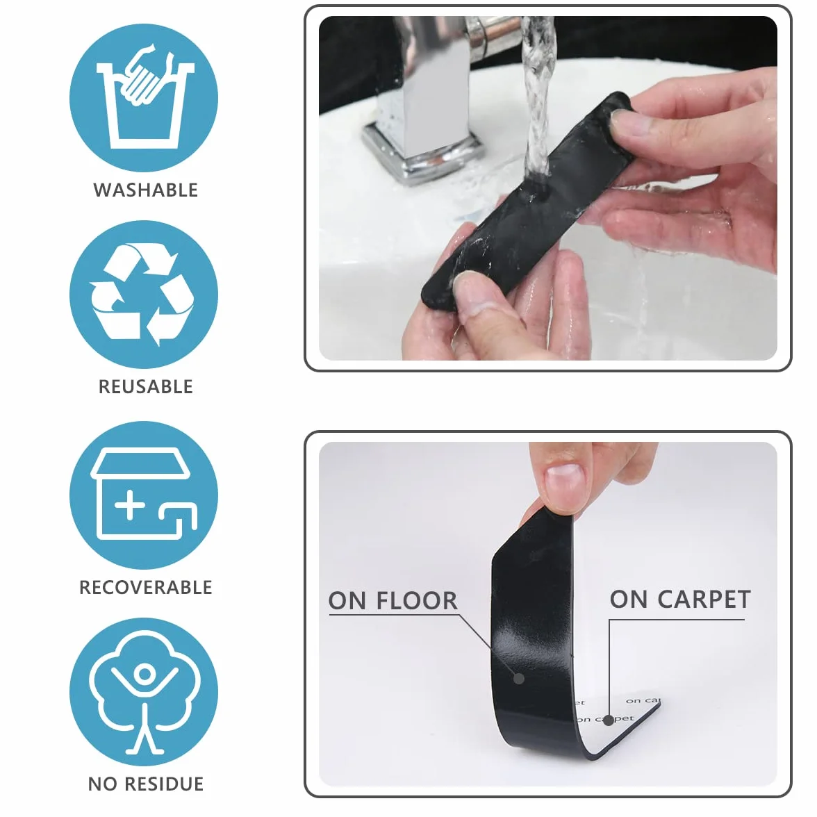 Vicloon 30pcs Anti Curling Carpet Grippers Coin Anti Derapant Tapis sous Tapis Autocollant pour Cuisine Salle de Bain Bureau