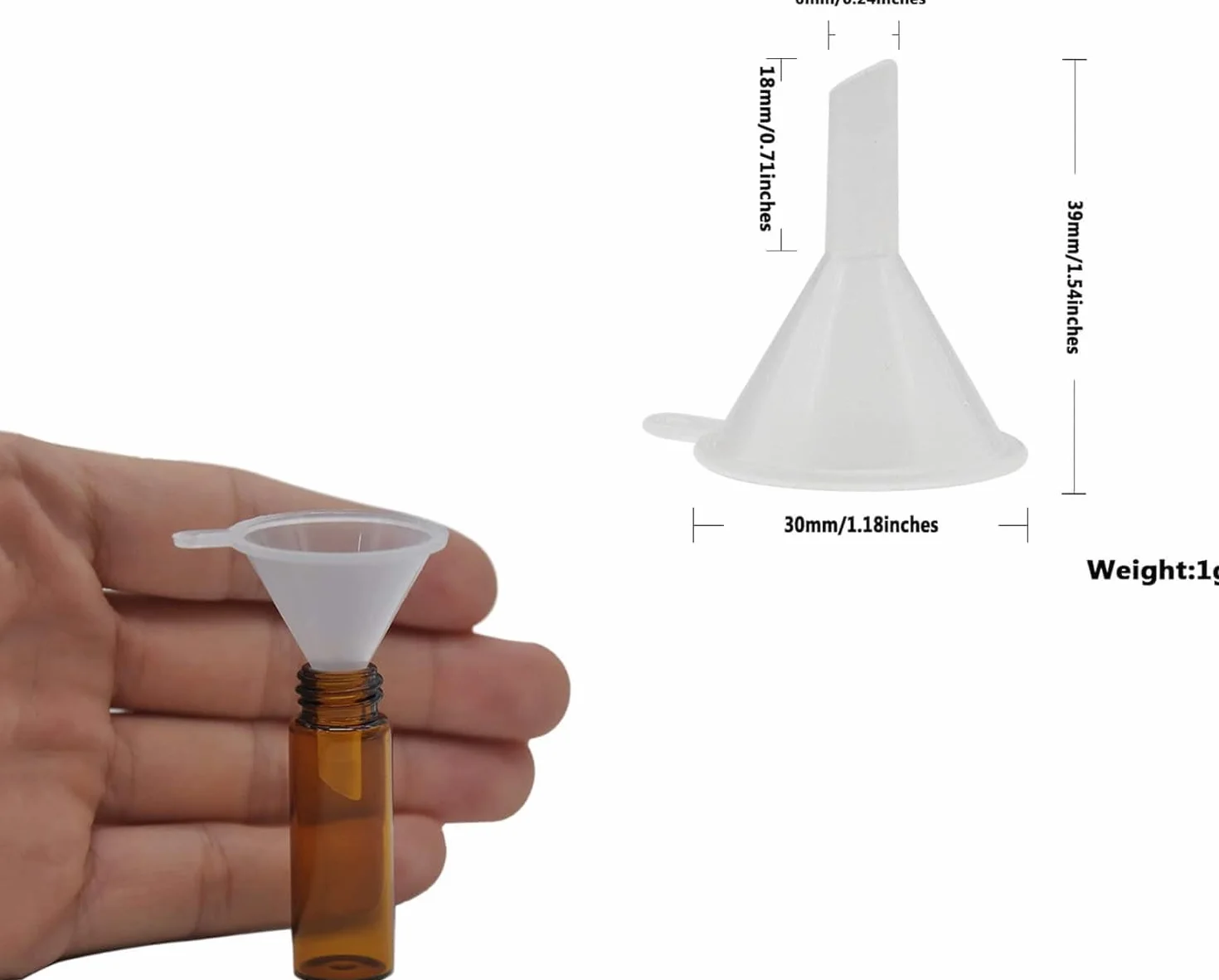 Lot de 5 flacons de poudre à épices 51 mm avec cuillère en verre et micro-entonnoir