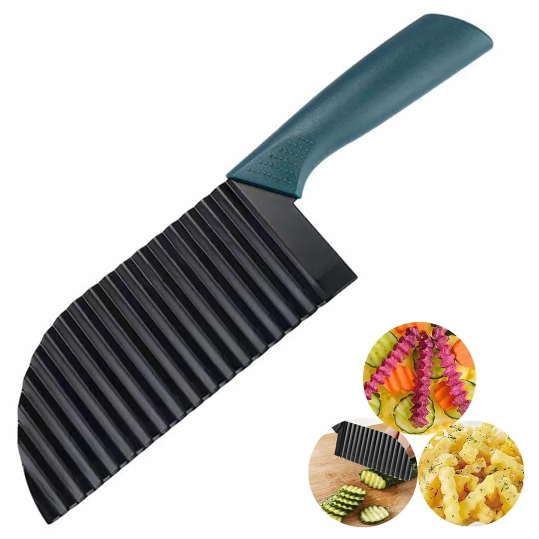 Couteau à Frites en Acier Inoxydable 304, Trancheuse Ondulée