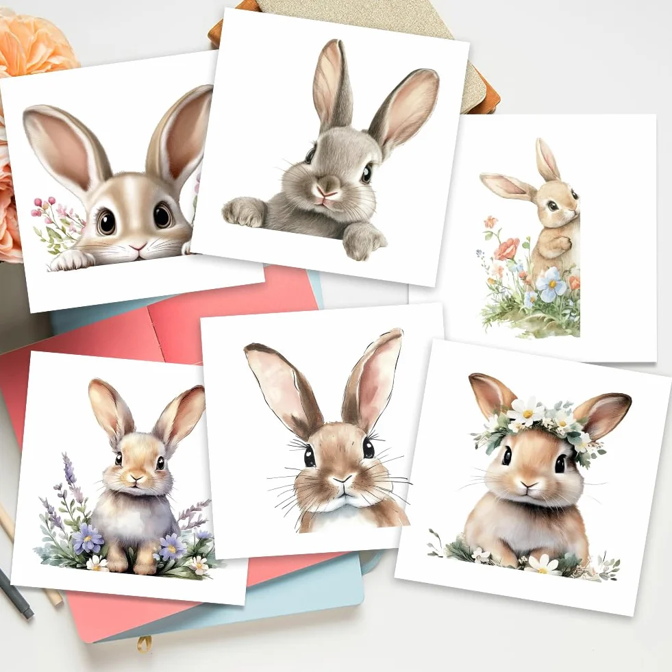 AHANDMAKER Autocollants Muraux pour Interrupteur Lot de 6 Motif Lapin de Pâques 17,8 x 17,8 cm