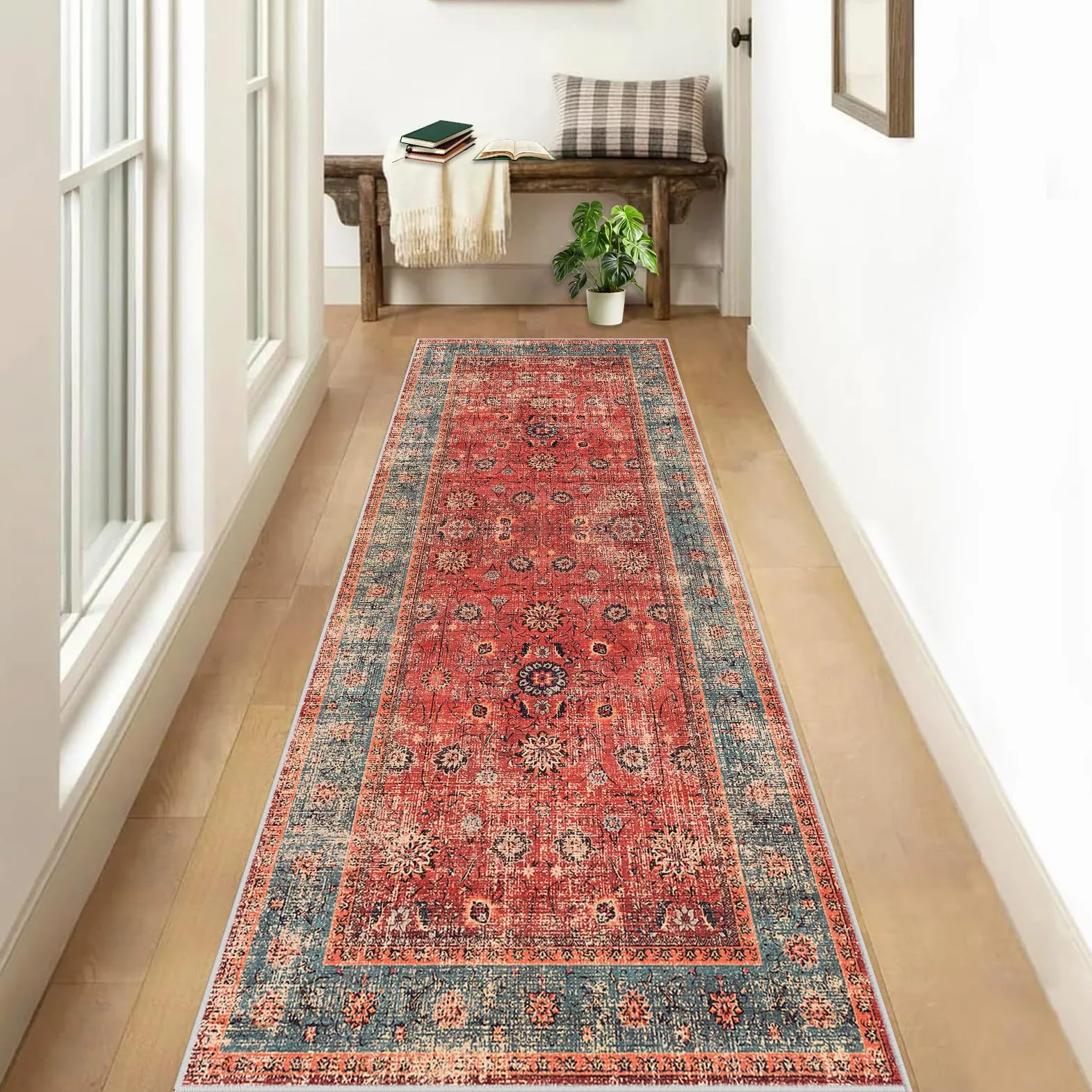 Tapis de Passage Couloir Cuisine Long 80 x 150 cm Tapis Cuisine Devant Evier Antidérapant Lavable Tapis de Sol d'Entrée Intérieur Tapis Couloir Absorbant Paillasson Long Tapis de Porte pour Escalier