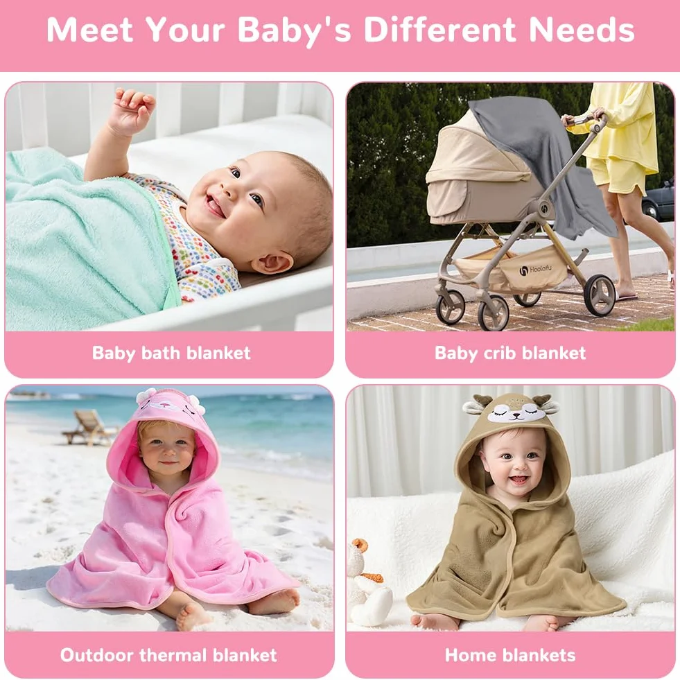 Serviette de Bain Bébé à Capuche 80x80 cm, Cape de Bain Bébé Naissance Ultra Douce et Absorbante, Poncho avec Capuche Animal