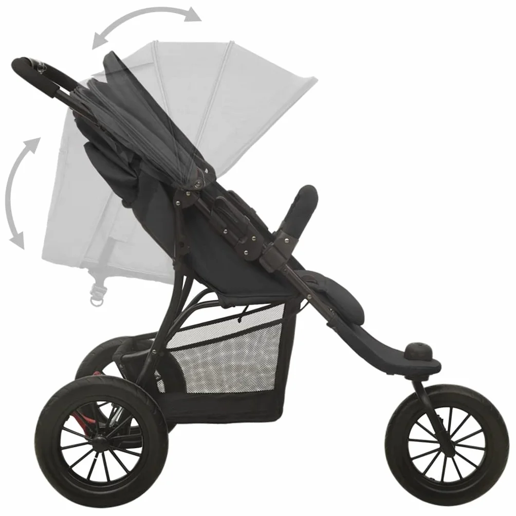 Poussette 3 Roues Tout Terrain de Jogging Pliable pour Bébé - Anthracite Acier