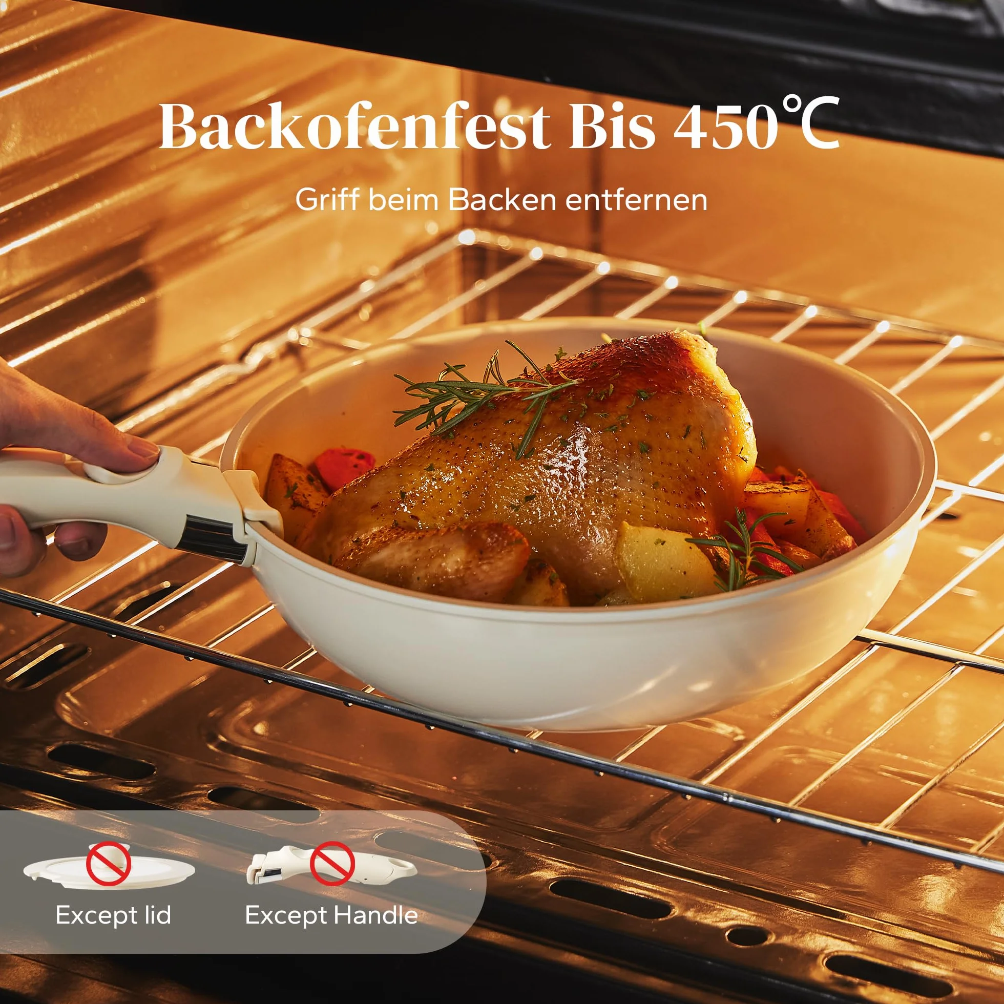 Redchef batterie de cuisine céramique 16 pièces antiadhésive induction sans PFAS beige
