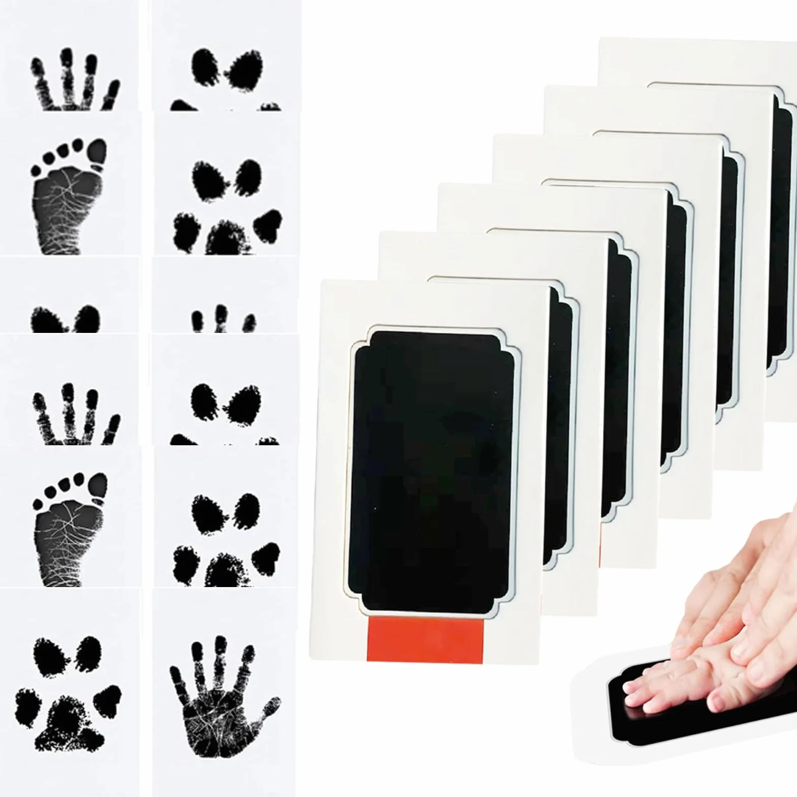 Qiundar Kit Empreinte Pieds et Mains Bébé 6 Pcs Tampon Encreur Sans Contact
