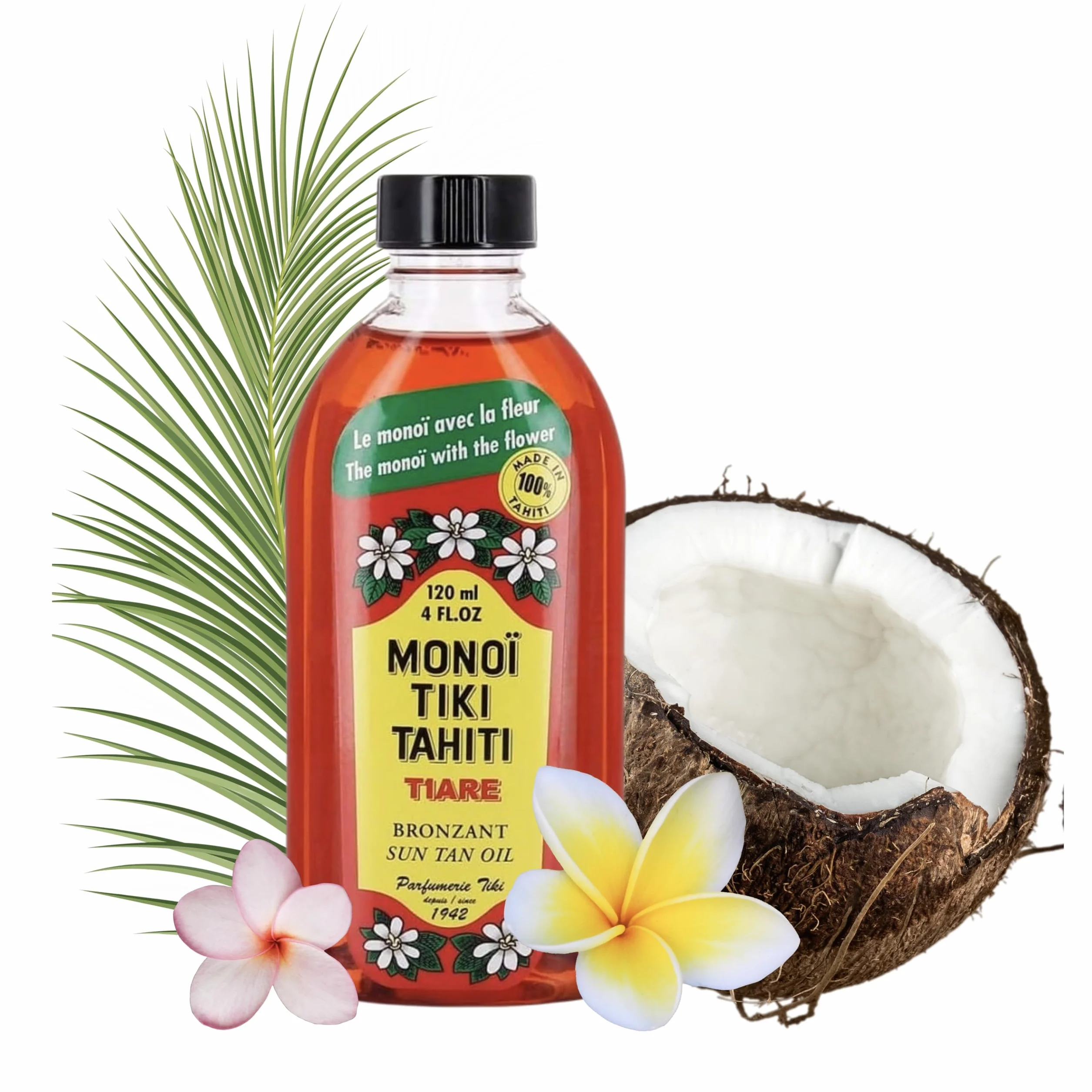 Monoi TIKI Tahiti Huile Solaire SPF3 Bronzante Corps Cheveux 120 ml Tiaré
