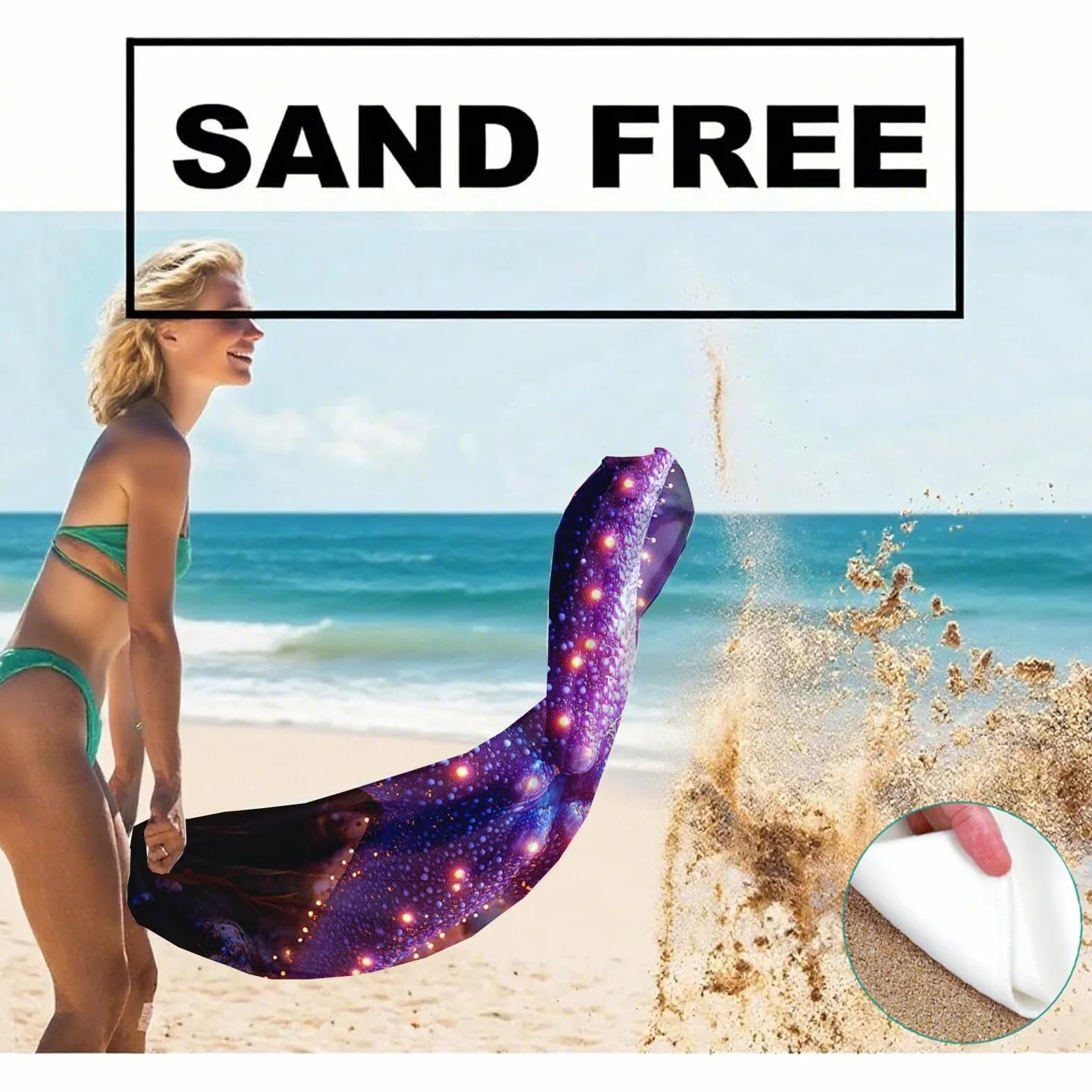 Serviette de Plage XXL 100x200 cm,Étoile de mer Serviette Plage Microfibre avec Séchage Rapide Anti-Sable Absorbante Fonction Design pour Vacances Piscine Pique-Nique Voyages Yoga, Cadeau Femme Q-872