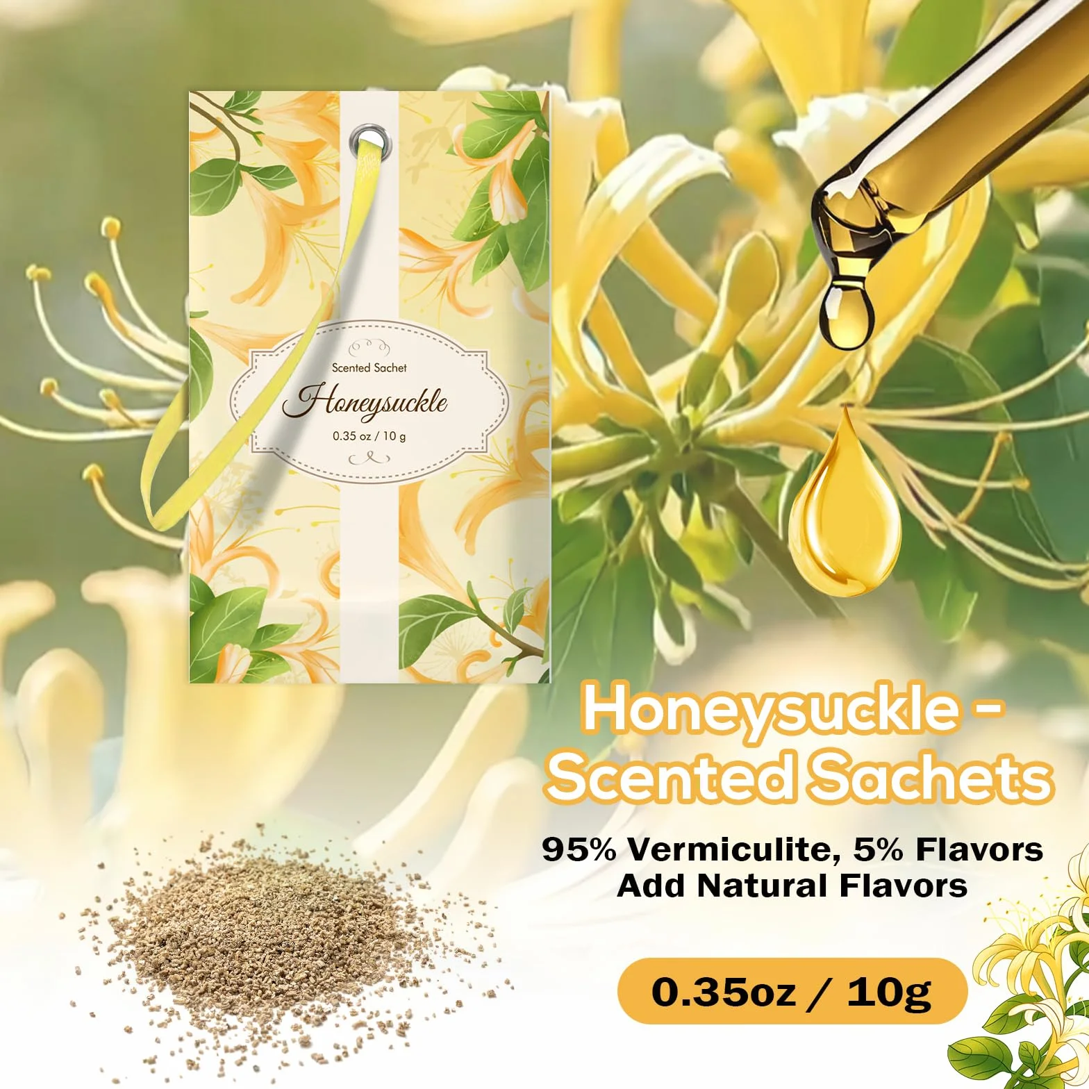 SCENTORINI Sachets Parfumés Chèvrefeuille, 14 sachets, Parfum Longue Durée