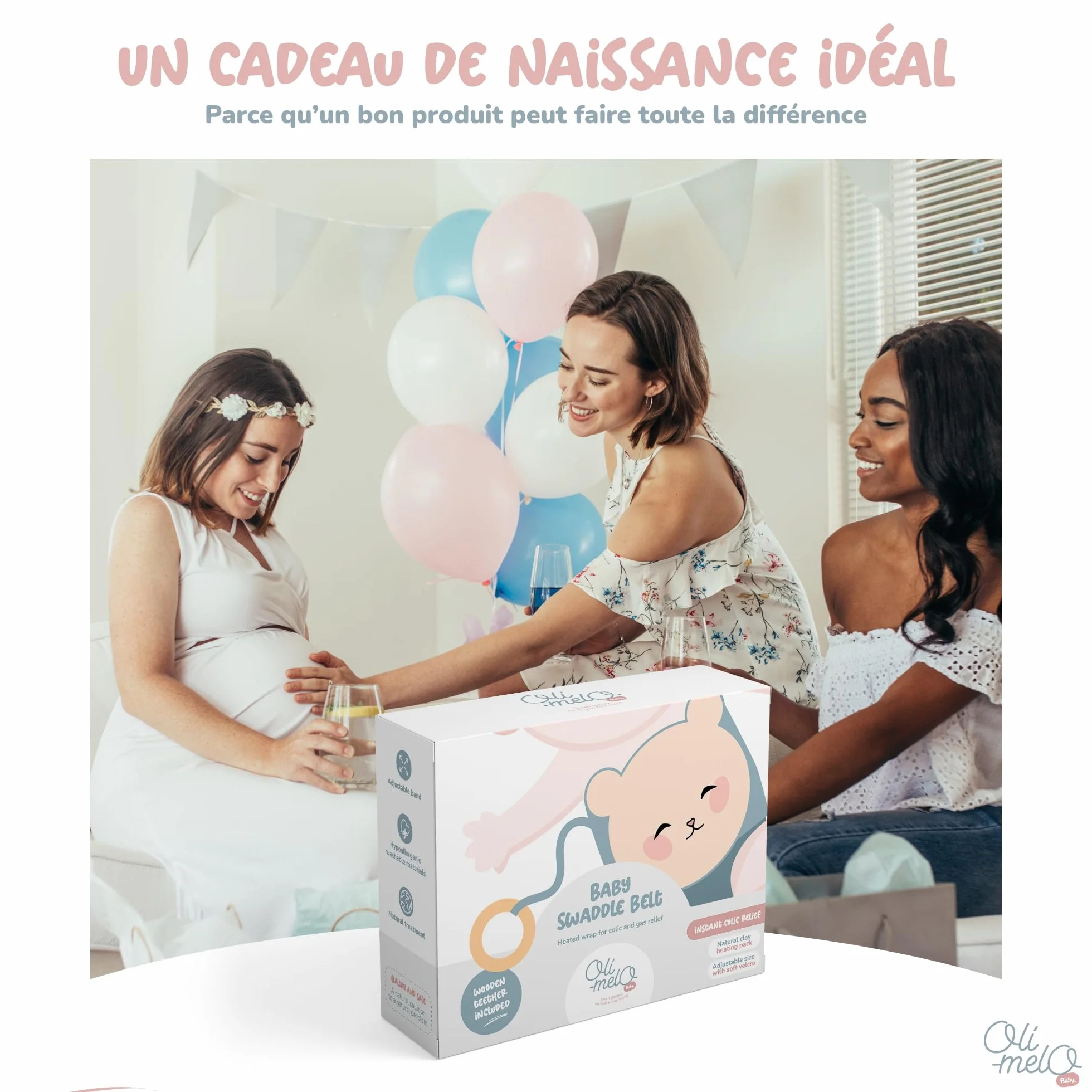 Bouillotte Bébé Anti Colique Chaud Froid Argile CE Naturel Anneau Dentition Inclus Ceinture Doudou Peluche Nourrisson