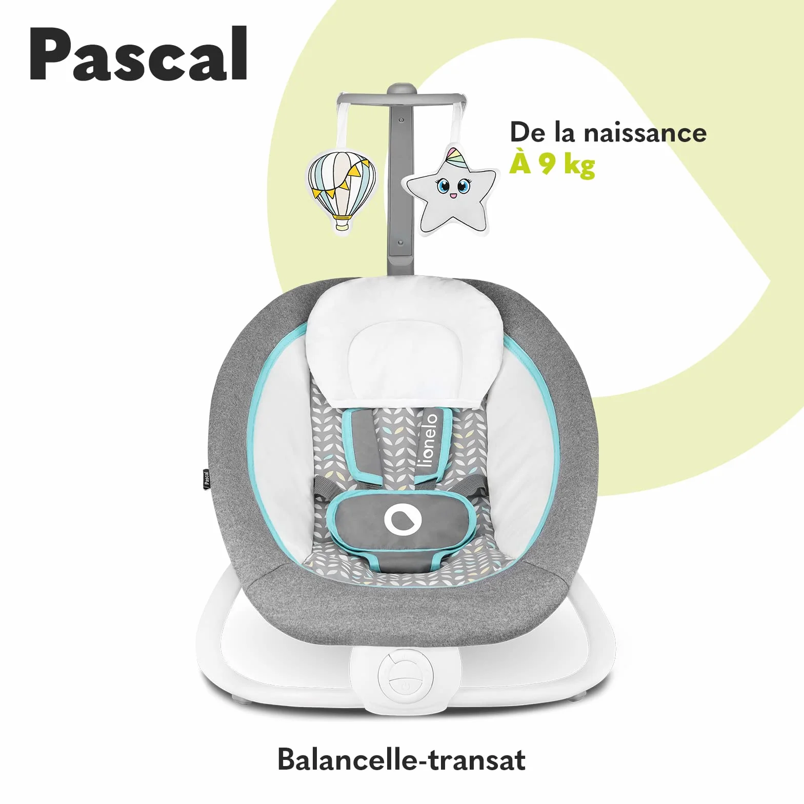Lionelo Pascal transat bébé vibrations 12 mélodies dossier réglable barre jouets pliage compact