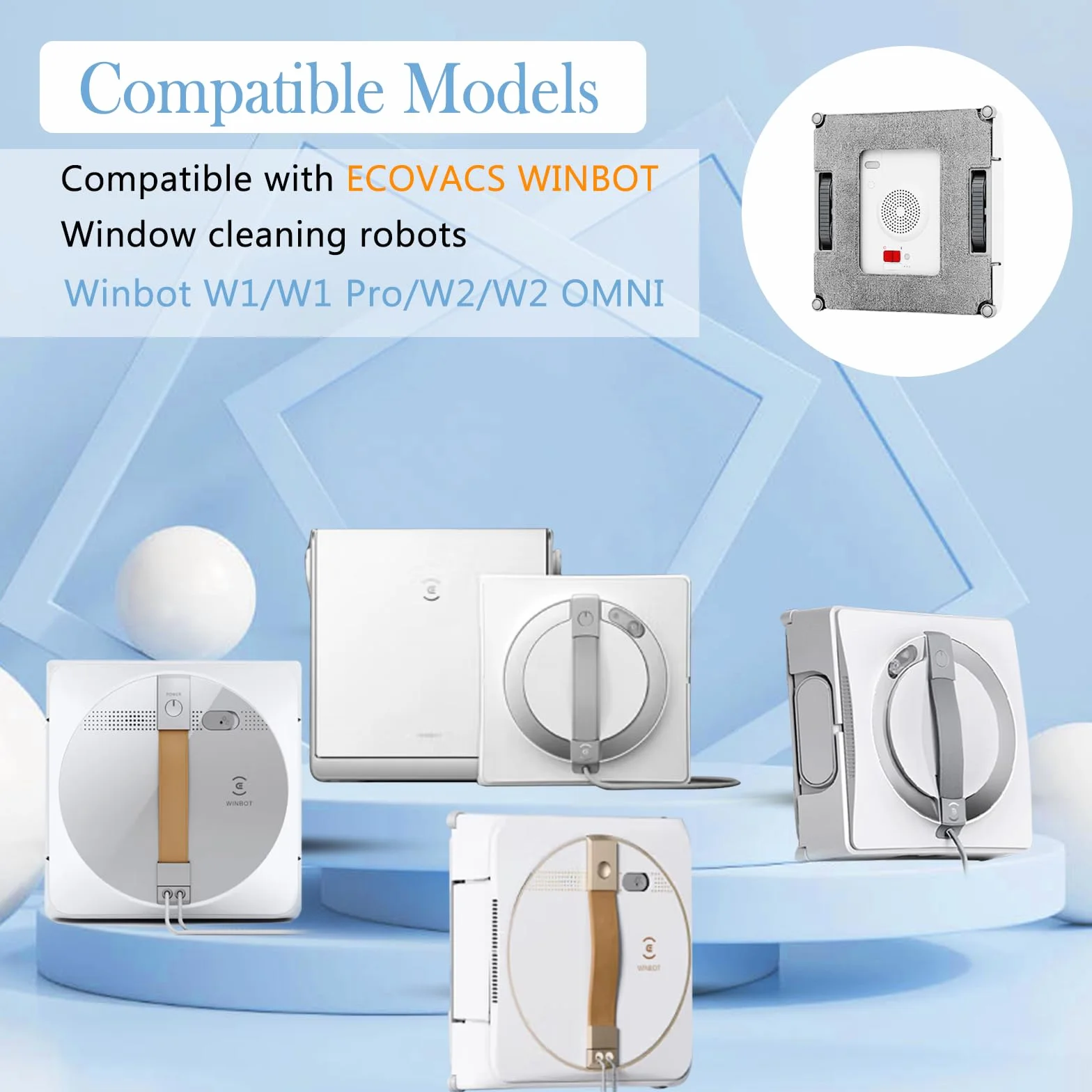 Ecovacs Winbot W2 PRO W1 Pro Microfibre Serpillère Rechange Kit 9 Pièces
