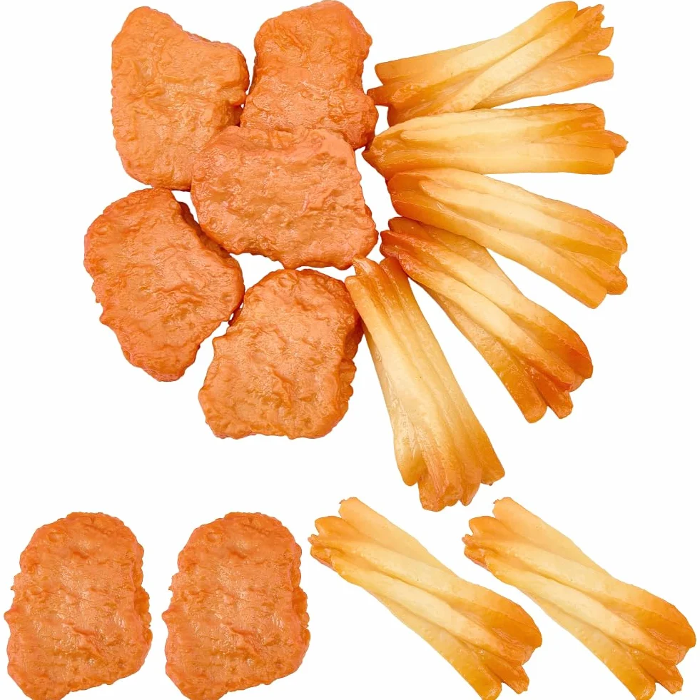 SUNNYCLUE Faux Poulet Frit Artificiel Modèle Frites Nuggets Plastique Décoration Maison Cuisine Fêtes