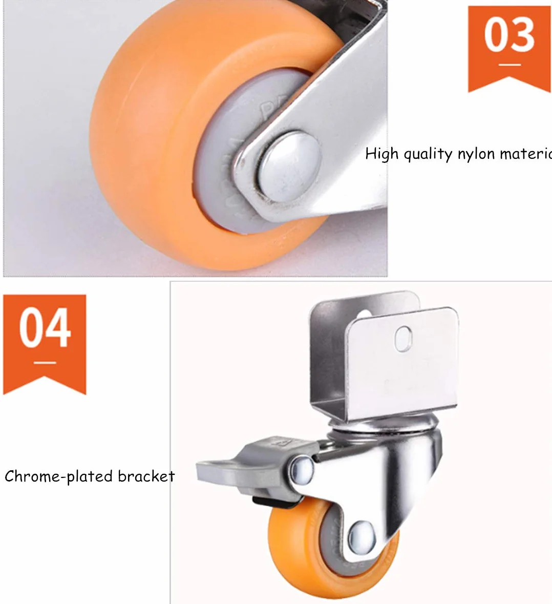 Roulettes pivotantes lourdes pour berceaux avec support en U, 32 mm, nylon, capacité de charge