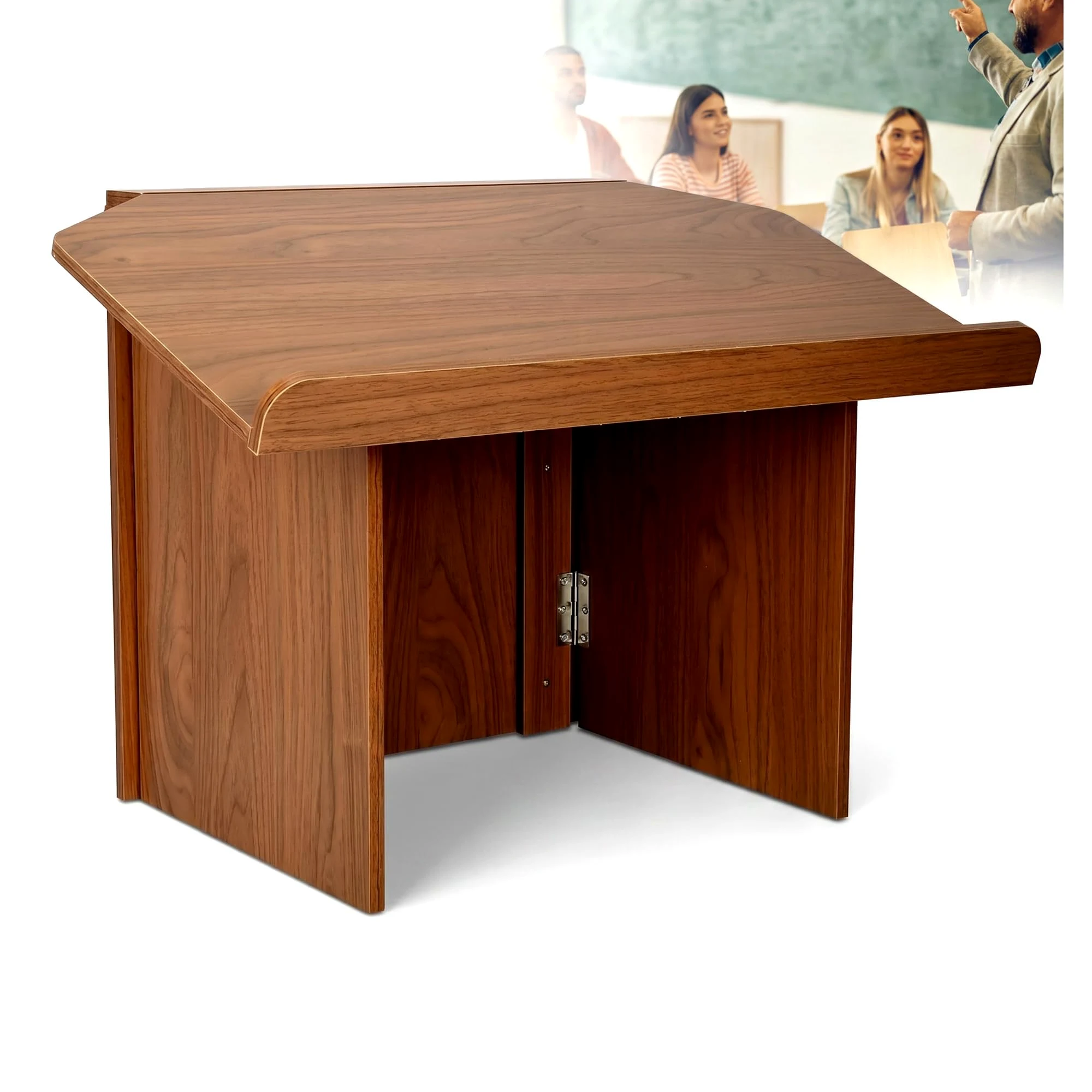 uyoyous Podium pour Église Pupitre Pliable avec Support pour Livres | Portable en Bois et Acier Support pour Présentations en Classe Dimensions: 68L x 38l x 48,4H cm
