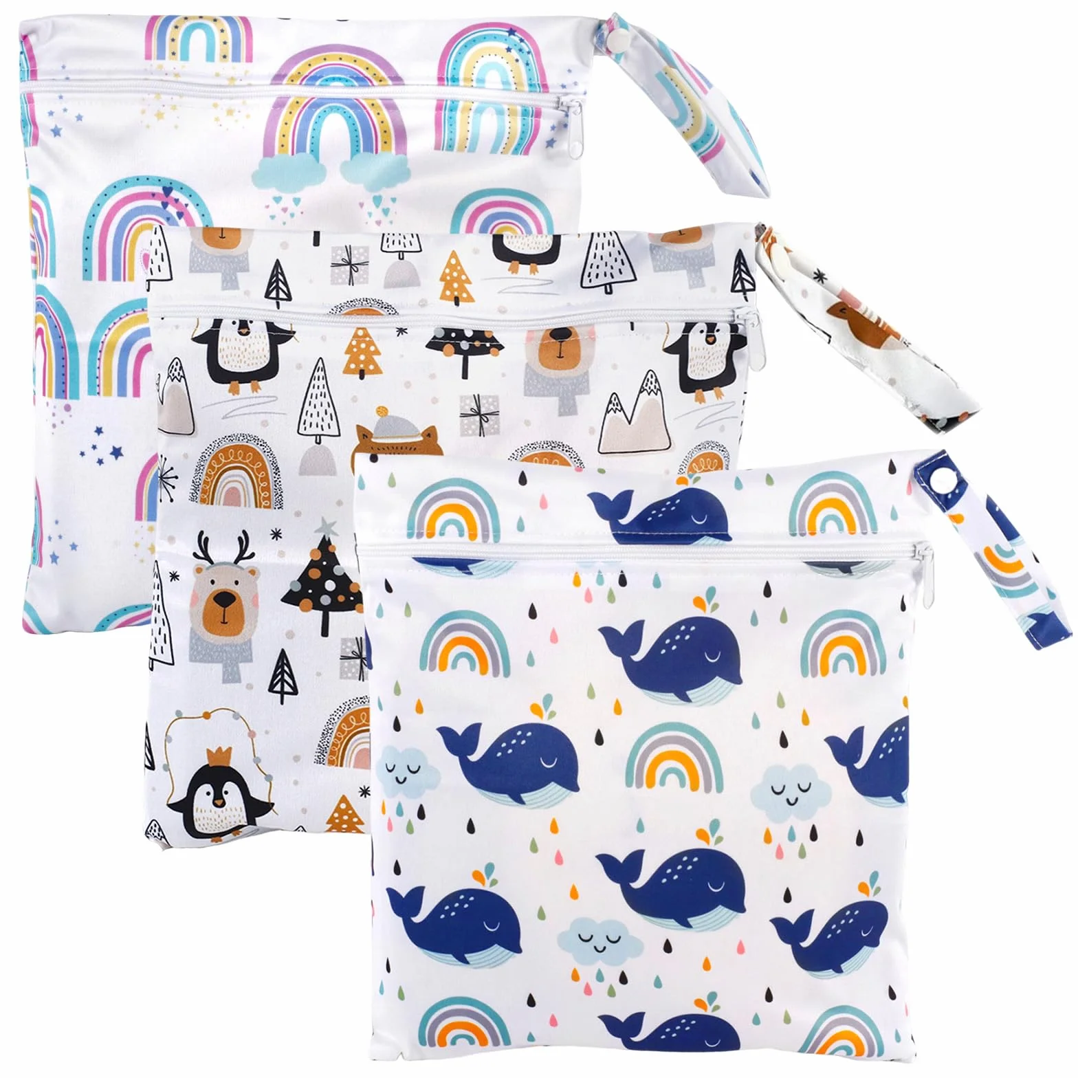 Lot de 3 Sacs Linge Sale Imperméable 30 x 28 cm Voyage Étanches avec Fermeture Éclair pour Maillots Bain Sport Gym Vêtements Humides