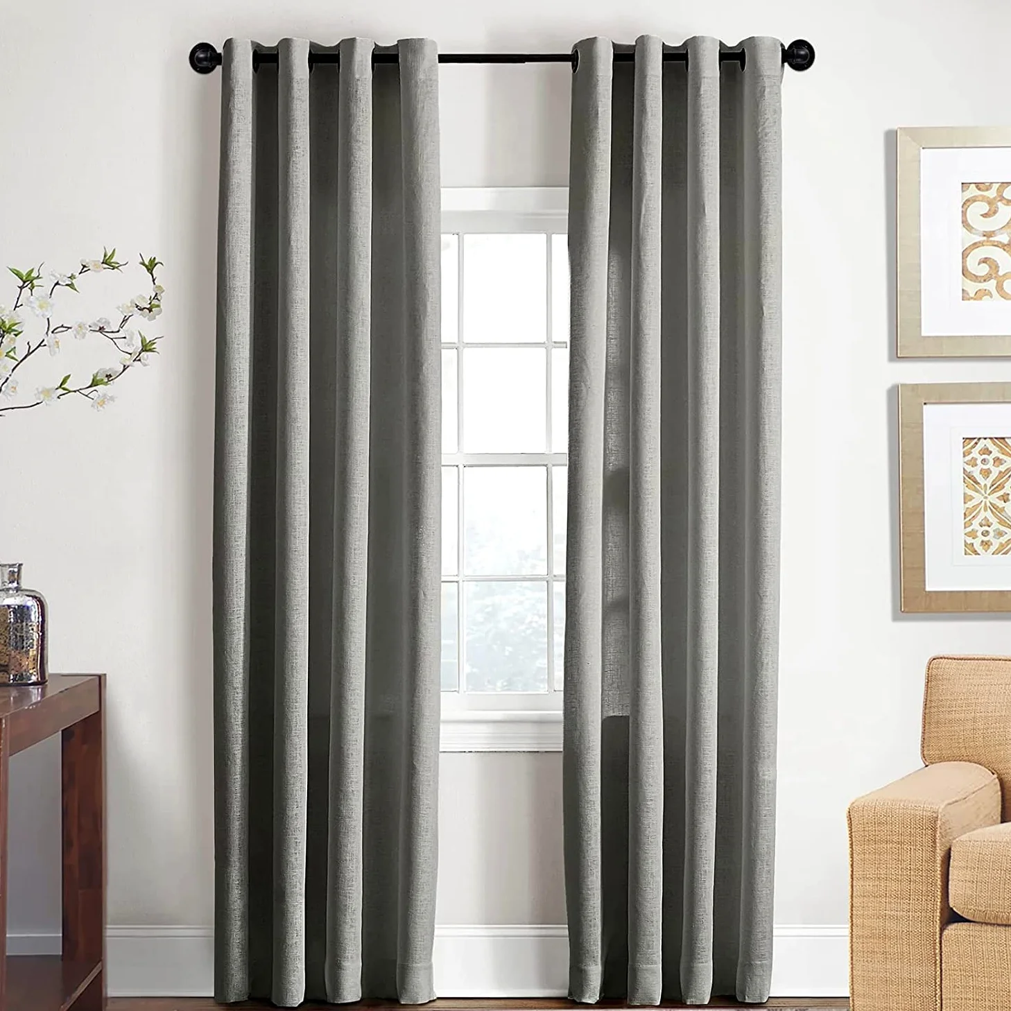 Tringle à Rideau Extensible Style Industriel, Tringles Rideaux pour Rideaux à œillets, Barre Rideau Extensible 67cm - 122cm. ((67cm - 122cm) X 2 PACK)