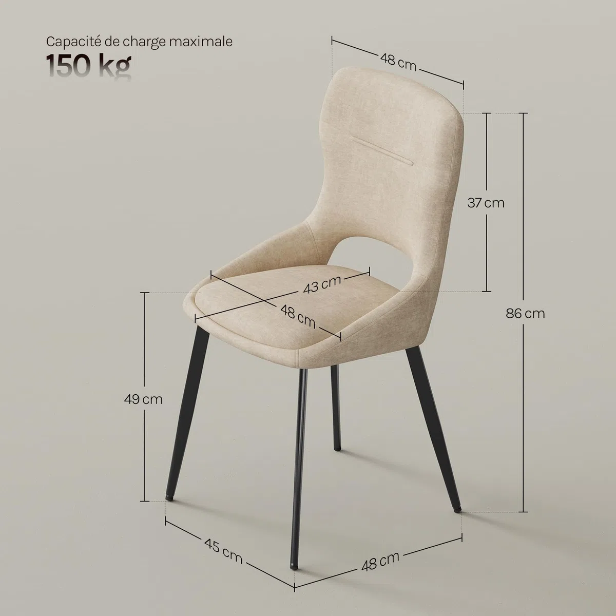 WOLTU Lot de 2 Chaises de Salle à Manger,Beige