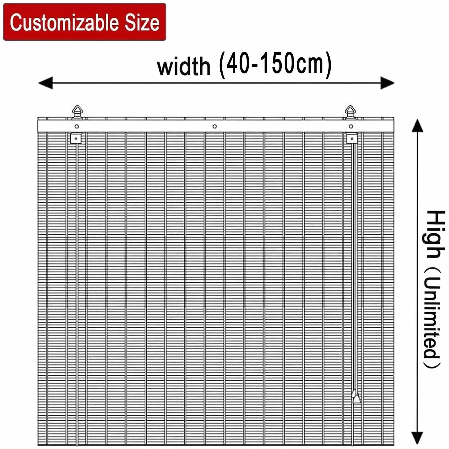 RICOLUS Store Enrouleur Bambou Stores À Rouleaux Romains Store Occultant en Bambou Naturel Protection Solaire Intimité Écran Respirant écologique pour fenêtres et Portes (100x260cm)