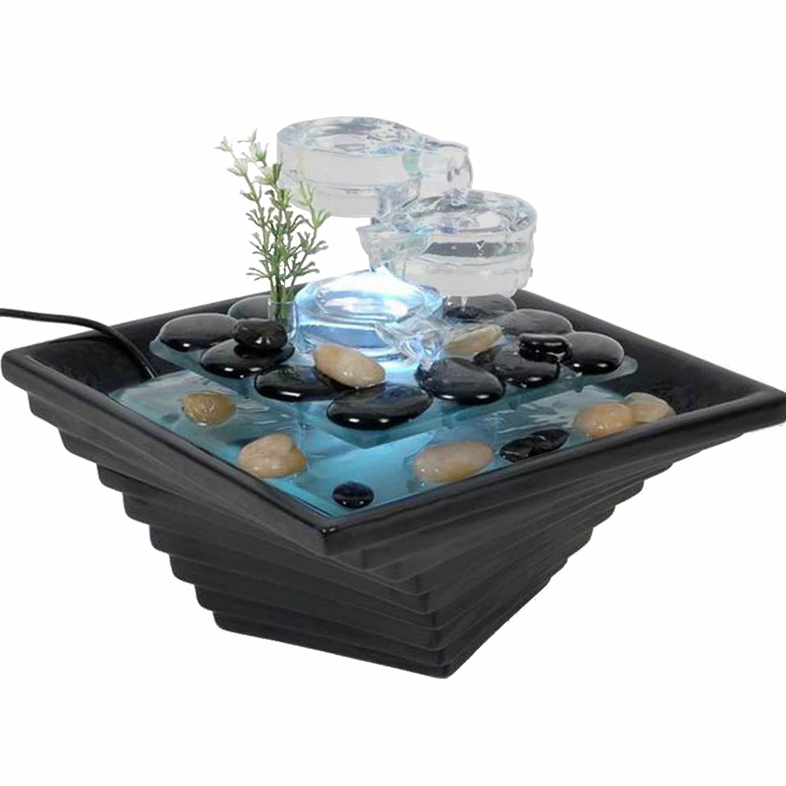 Fontaine d’Intérieur en Céramique et Verre Himalaya Zen’Light 20x23x23cm Méditation Zen