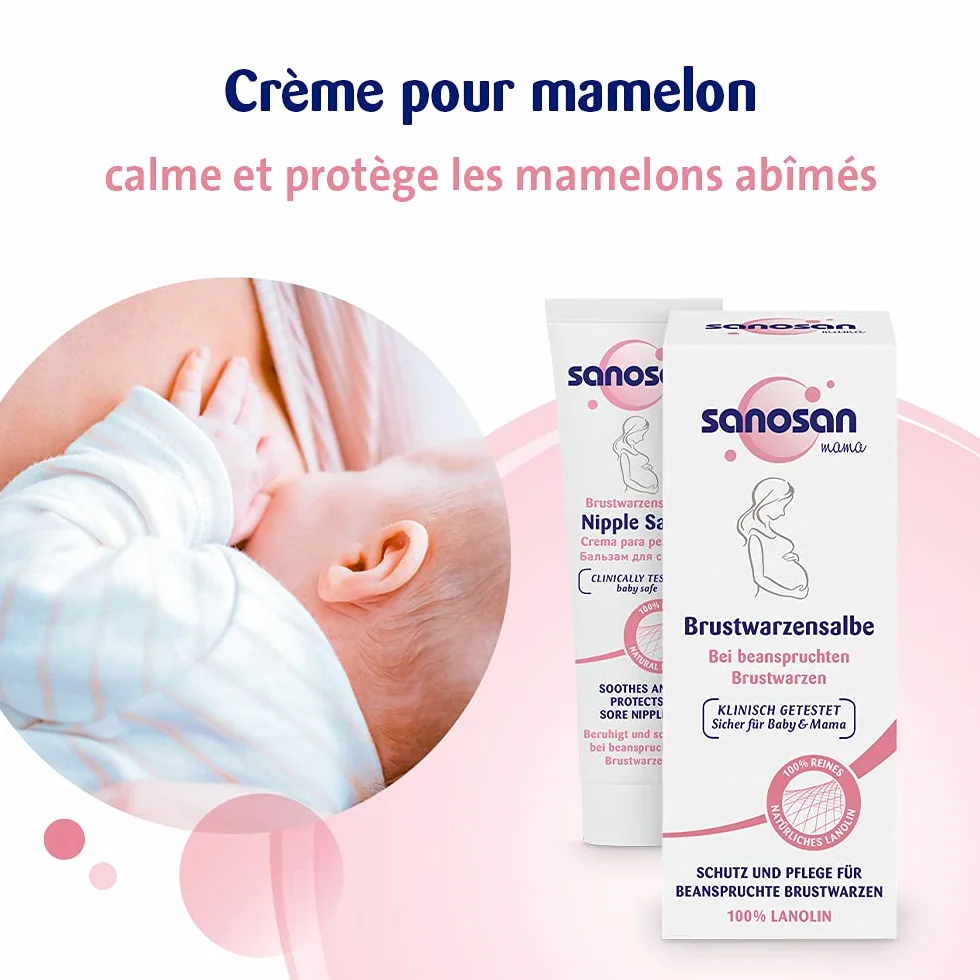 Sanosan Crème mamelon allaitement lanoline naturelle pure 100% sans parabènes 30 ml