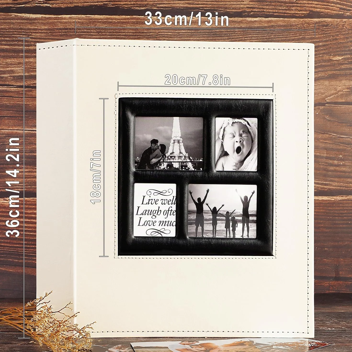 Grand Geant Album Photo 10x15 1000 Pochette Cuir Tissu Horizontal Vertical Beige