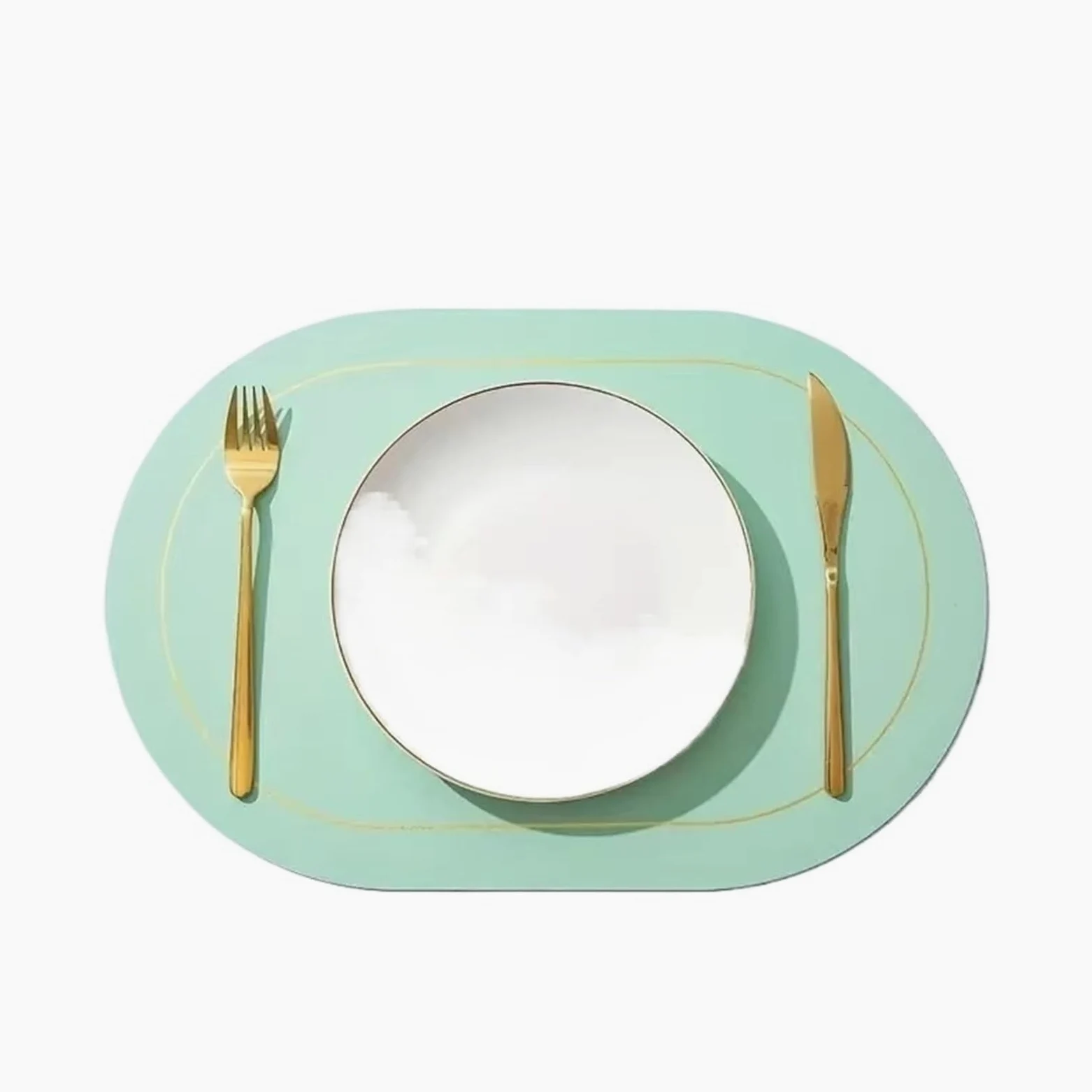 Faux Leather Placemats Lot de 1/4/6 Sets Table, imperméables et lavables en Cuir PU, Cuisine antidérapants résistants à la Chaleur(Light Green,6PCS 45x30CM)