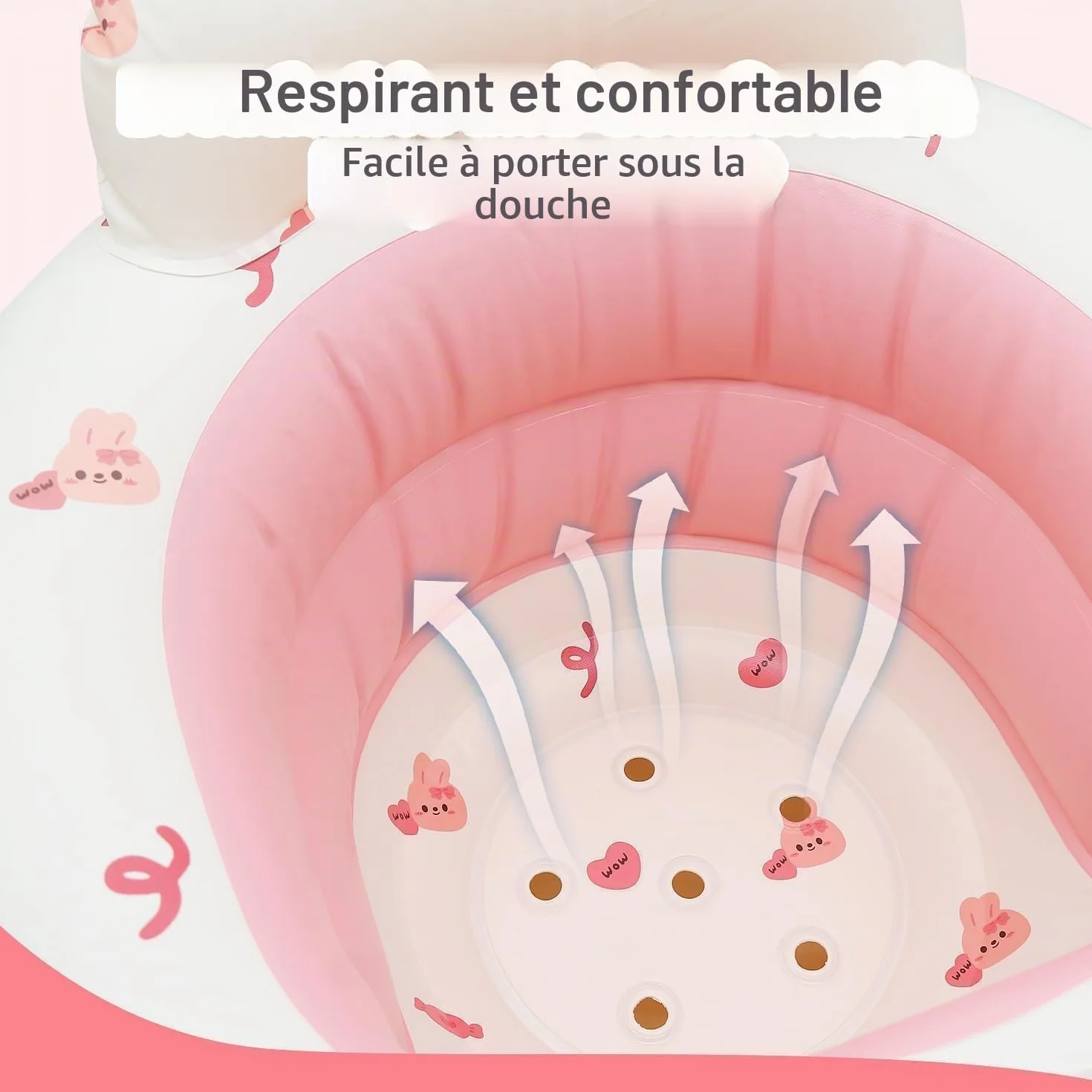 Siège Gonflable Bébé 3 Mois+ Chaise Gonflable avec Pompe Intégrée Lapin