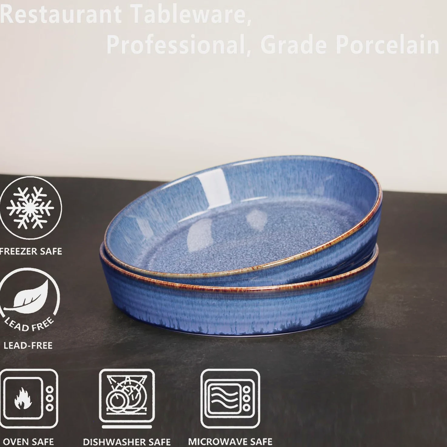Lot de plats à gratin en porcelaine - Passe au micro-ondes et au four - Pour lasagnes et cordonniers - 481,9 g (20 cm)