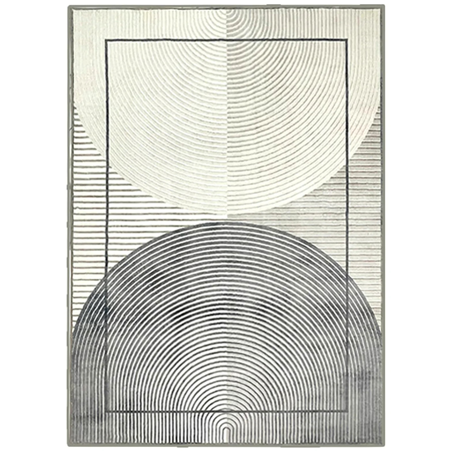 Tapis Salon Décoration intérieure,Gray,200 x 200 cm,Design Moderne à Rayures circulaires Gris Noir,Tapis Carré Doux Poils Ras Chambre Salle d'étude,