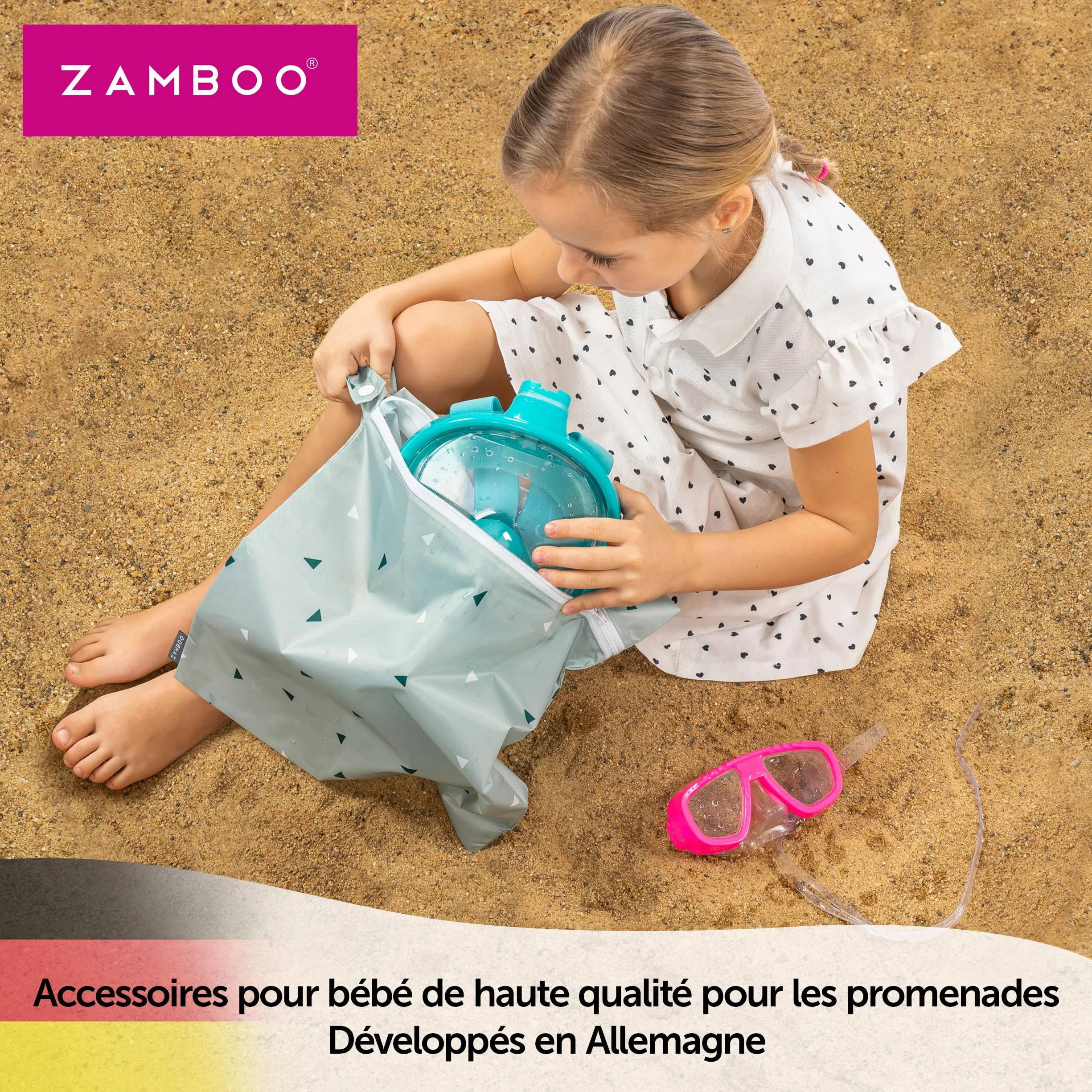 ZAMBOO Sac a Couches Bebe 3 pièces Lot de Pochettes pour Couche Lavable et Change Bébé Fermeture Éclair Boucle Oeko-TEX 100 Vert