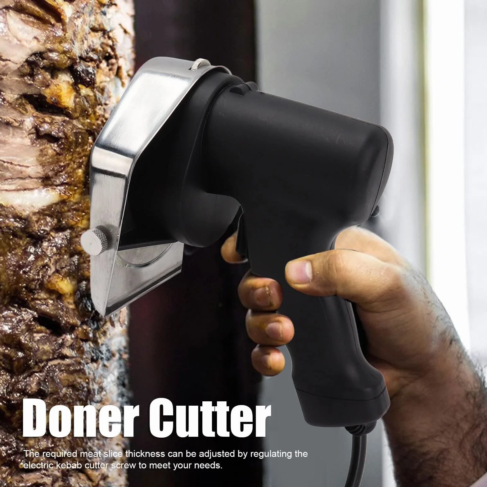 Couteau électrique Shawarma Doner Kebab 80 W Acier Inoxydable Professionnel