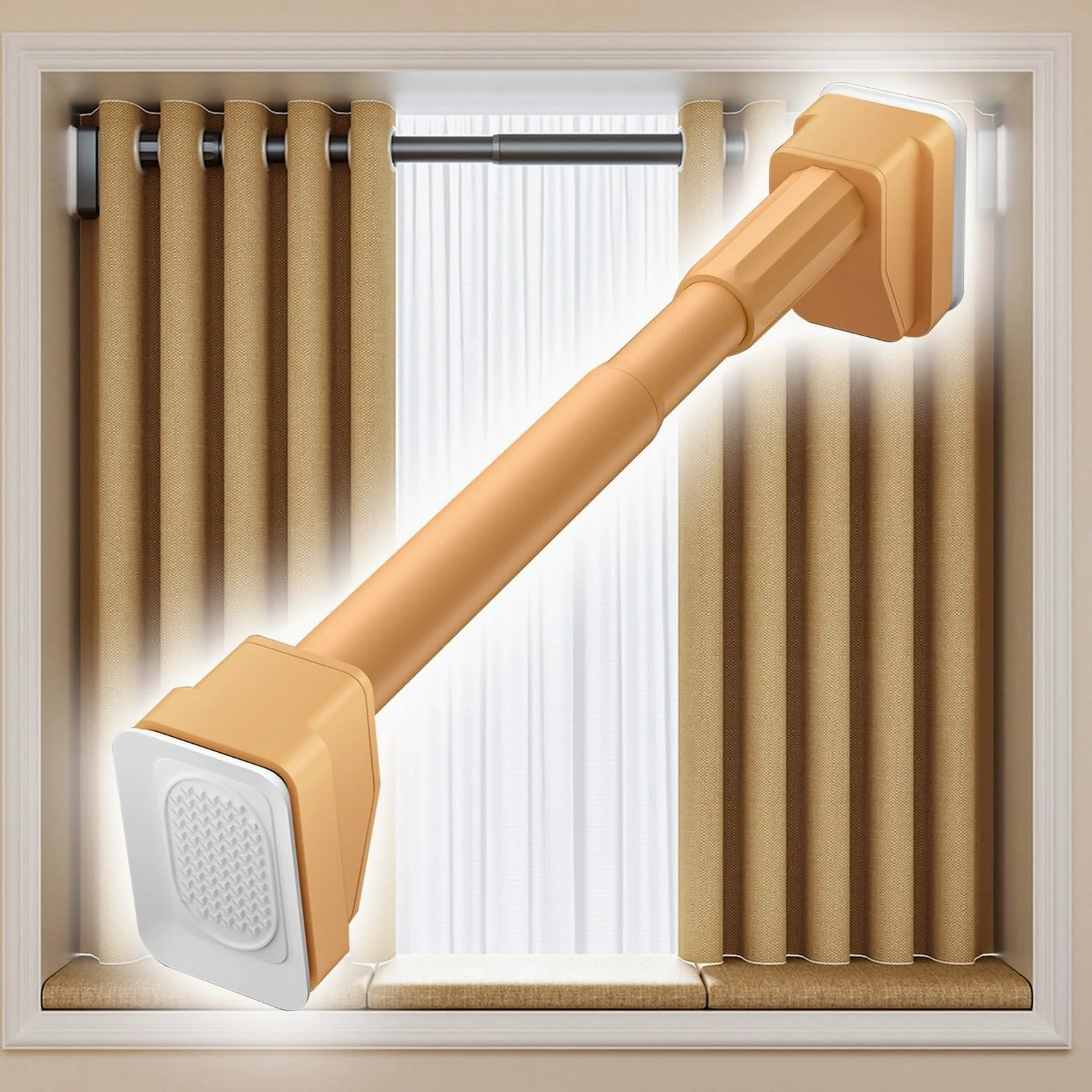 Tringle A Rideaux Extensible Sans Percage 200cm 300cm 400 Cm Tringle Rideaux De Douche Tringle Télescopique À Ressort Barre Douche Extensible Plusieurs Tailles(Jaune,360-450cm)