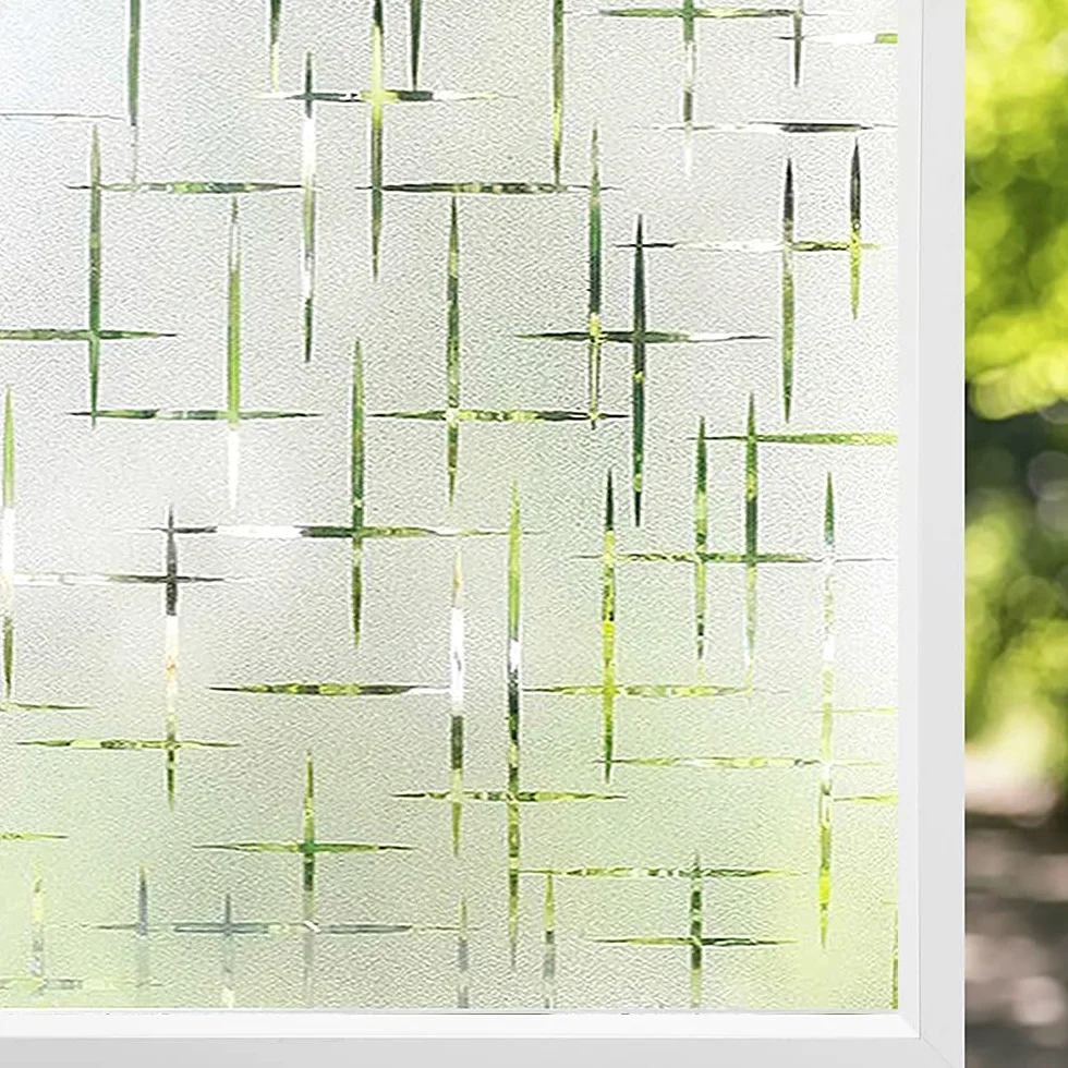 NINETREX Film électrostatique dépoli pour fenêtre - Non adhésif - Amovible - Pour la maison et le bureau - Motif croix, 75 x 400 cm