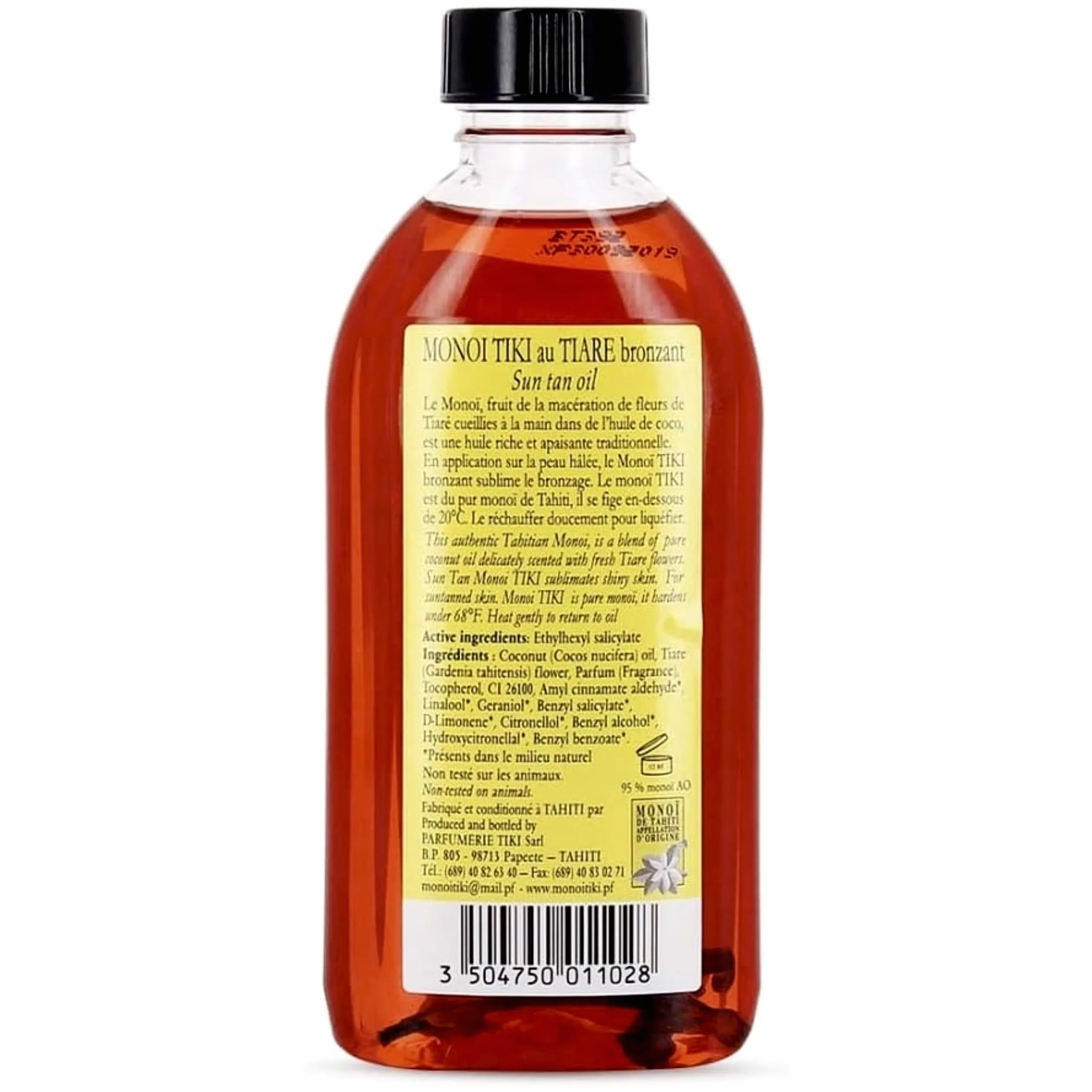 Monoi TIKI Tahiti Huile Solaire SPF3 Bronzante Corps Cheveux 120 ml Tiaré