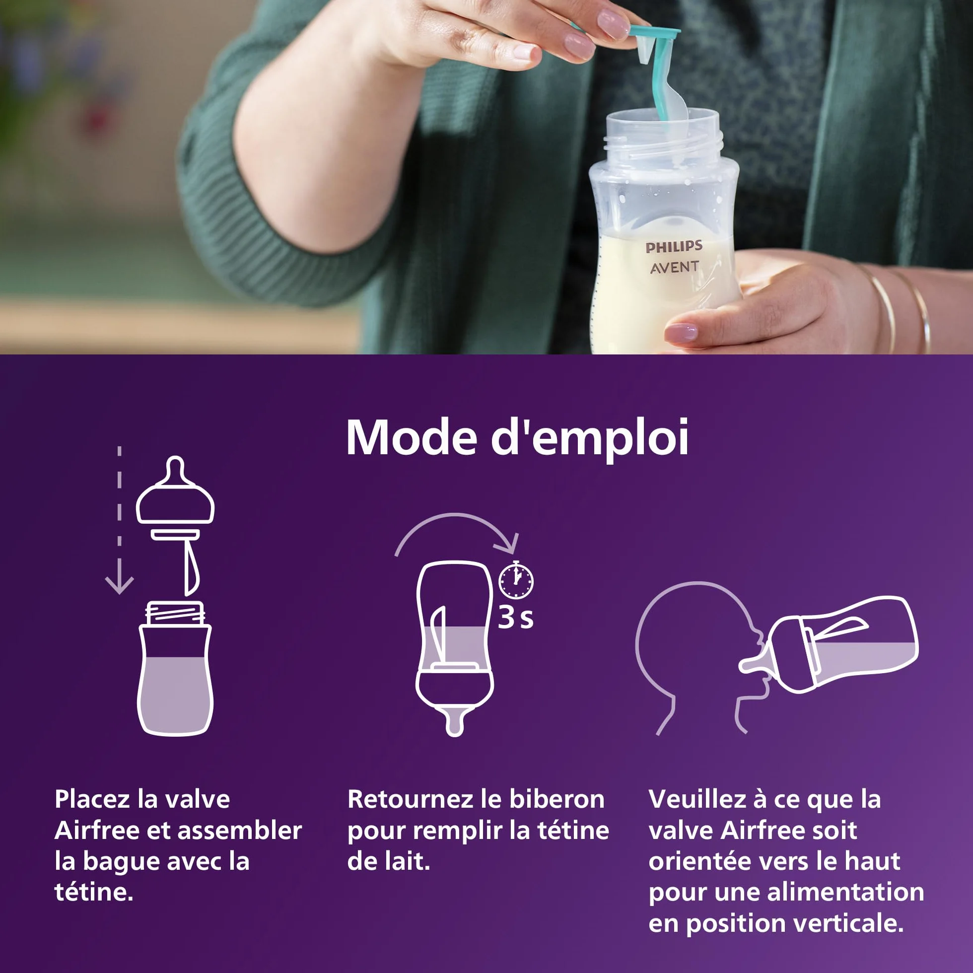Philips Avent Biberons à Réponse Naturelle 125 ml AirFree sans BPA Lot de 2 SCY670/02