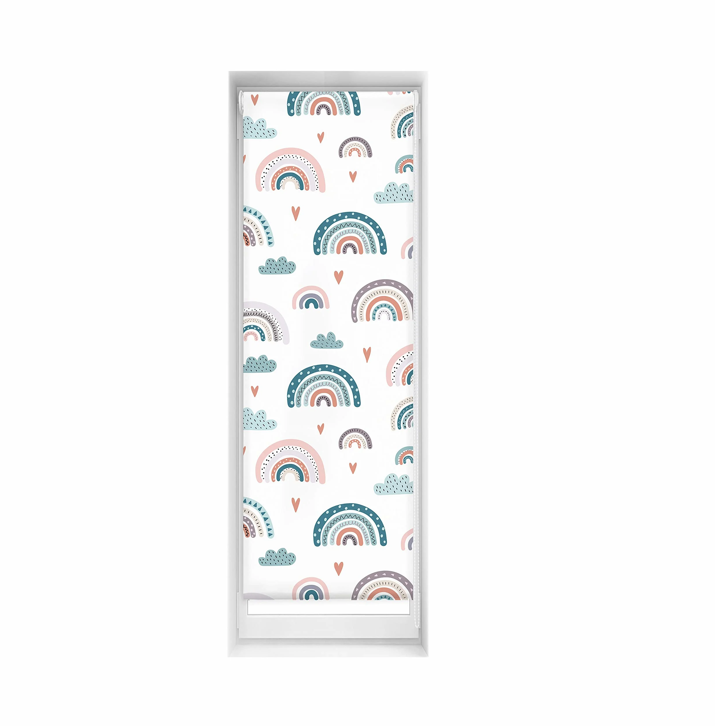 Blindecor Store occultant sans perçage Motif Blackout imprimé numérique, Arc-en-Ciel Bleu 50 x 150 cm Taille du Tissu 47 x 145 cm