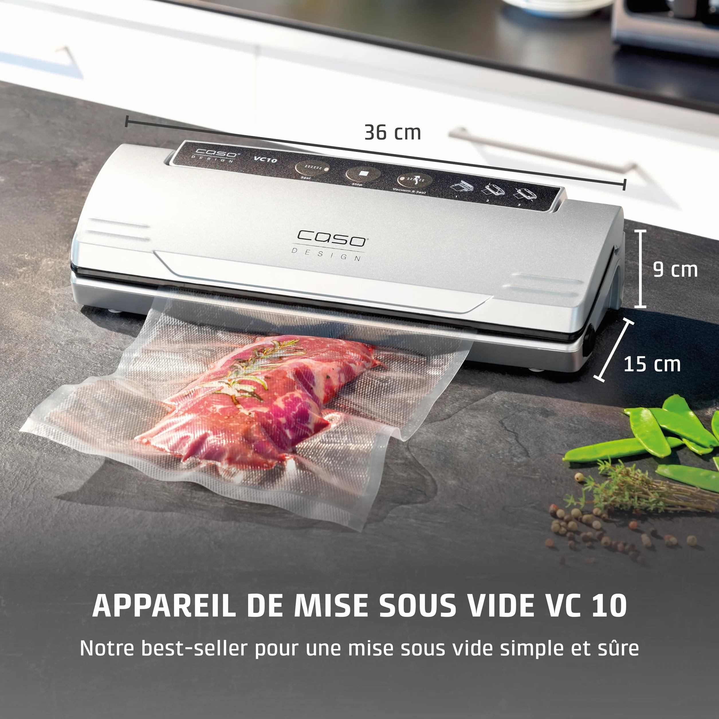 CASO VC 10 machine sous vide alimentaire barre de soudure 30 cm argenté