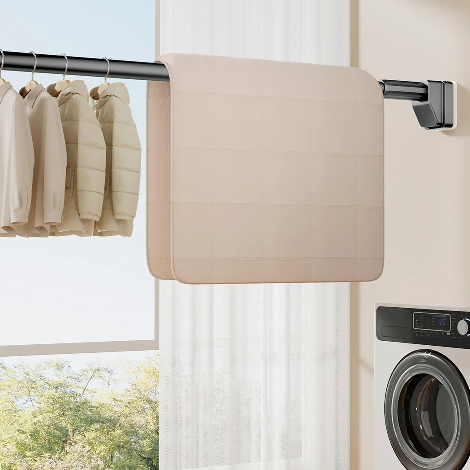 Tringle A Rideaux Extensible Sans Percage 200cm 300cm 400 Cm Tringle Rideaux De Douche Tringle Télescopique À Ressort Barre Douche Extensible Plusieurs Tailles(Jaune,360-450cm)
