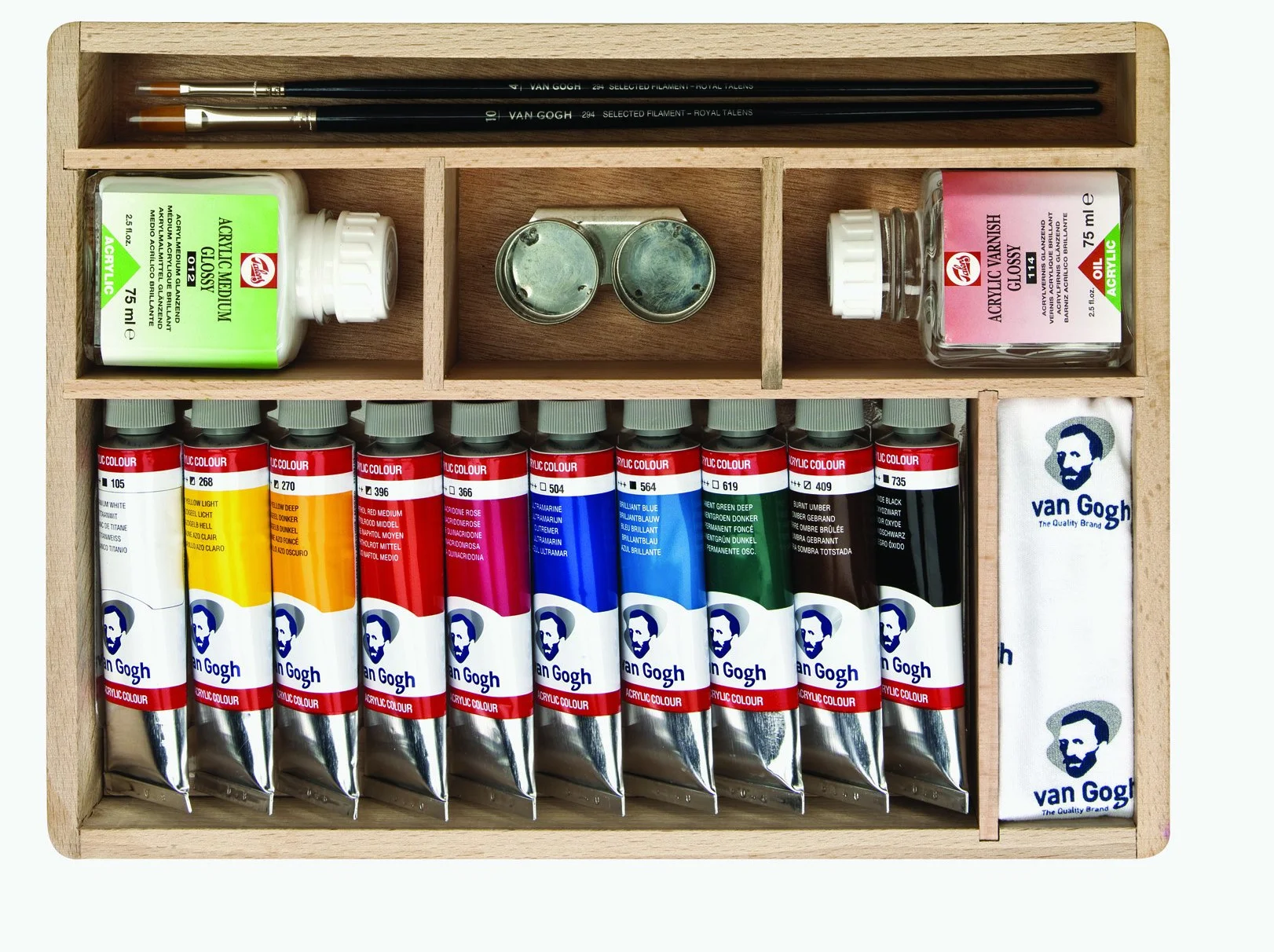 Van Gogh Acrylfarben Malkasten im Holzkoffer mit Pinsel und Malmittel
